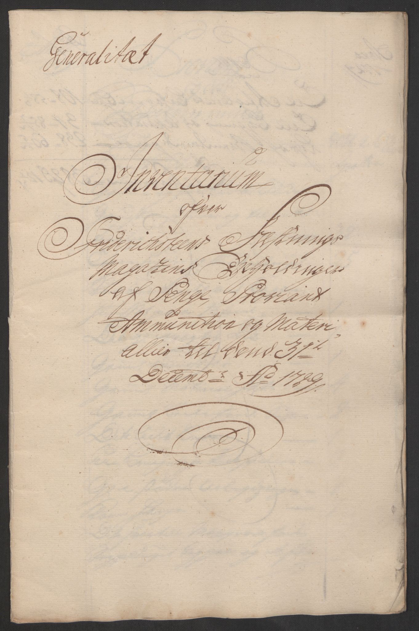 Kommanderende general (KG I) med Det norske krigsdirektorium, AV/RA-EA-5419/D/L0153: Fredriksten festning: Brev, inventarfortegnelser og regnskapsekstrakter, 1724-1729, p. 708