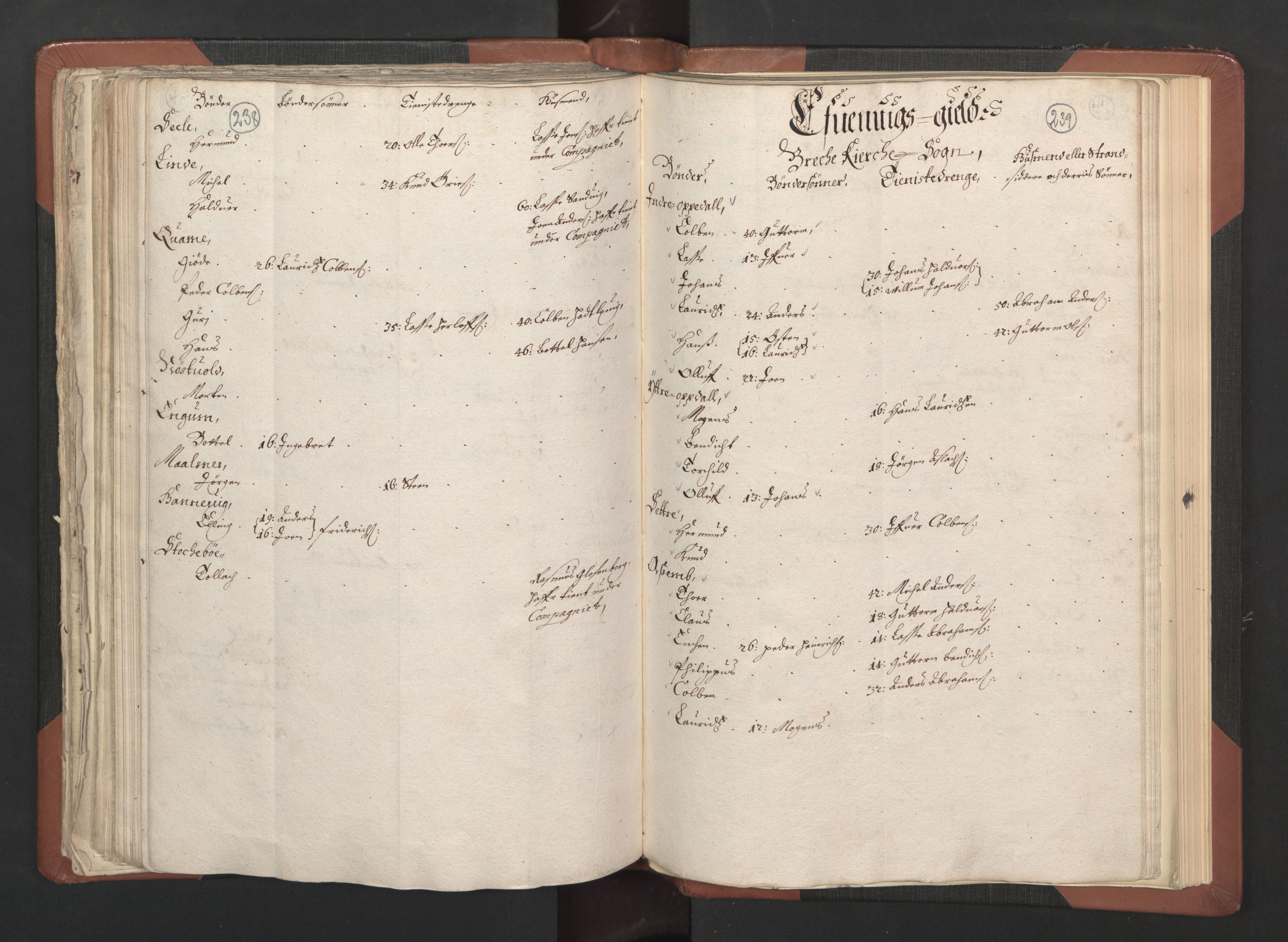 RA, Bailiff's Census 1664-1666, no. 14: Hardanger len, Ytre Sogn fogderi and Indre Sogn fogderi, 1664-1665, p. 238-239