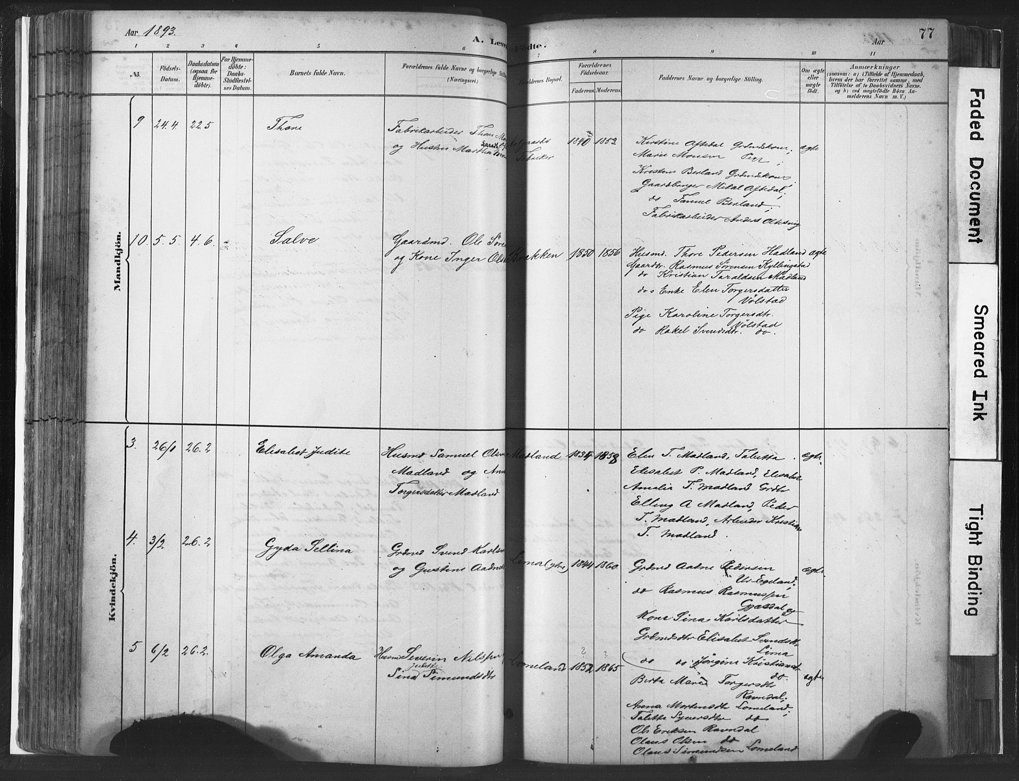 Lye sokneprestkontor, AV/SAST-A-101794/001/30BA/L0010: Parish register (official) no. A 10, 1881-1896, p. 77