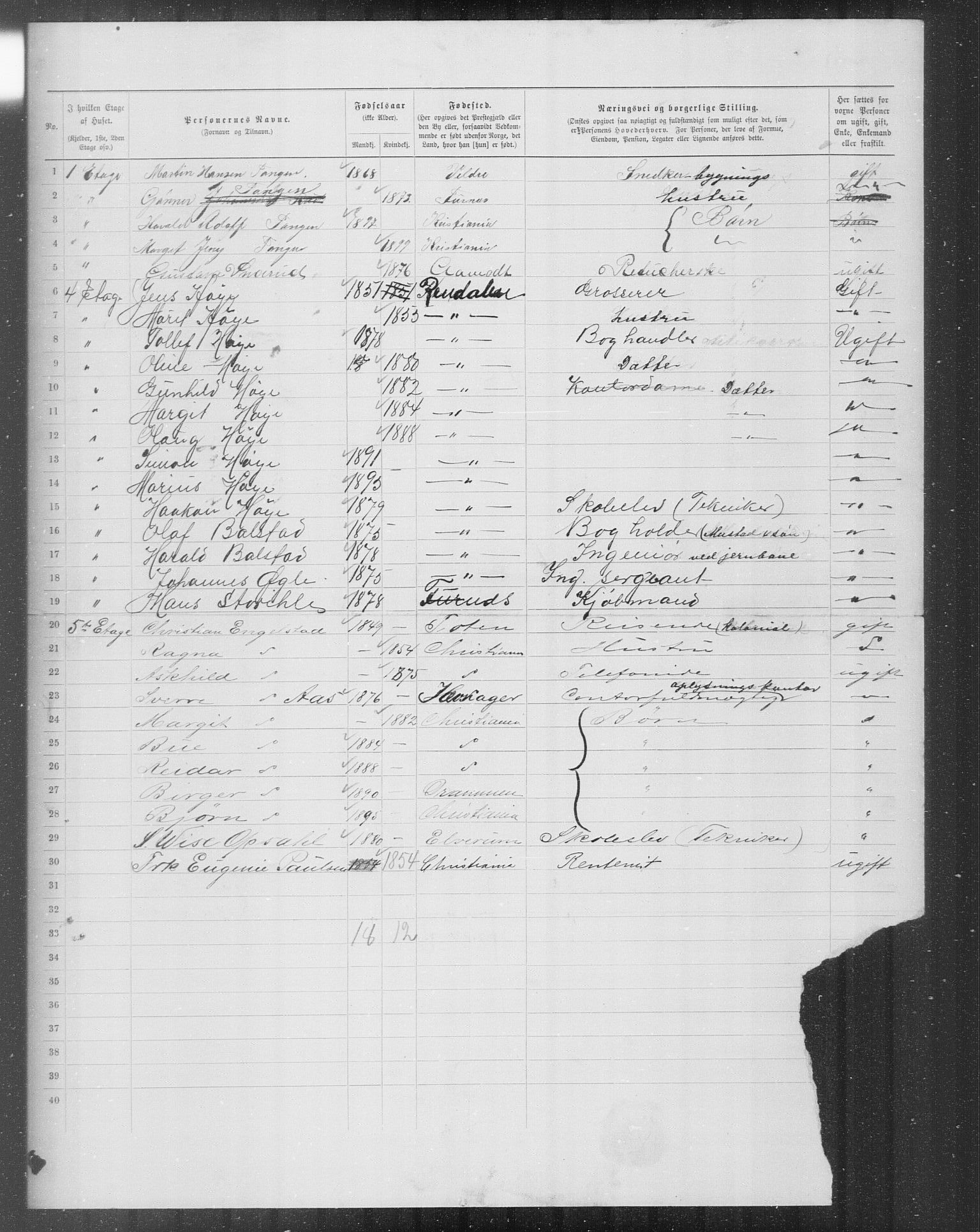 OBA, Municipal Census 1899 for Kristiania, 1899, p. 8538