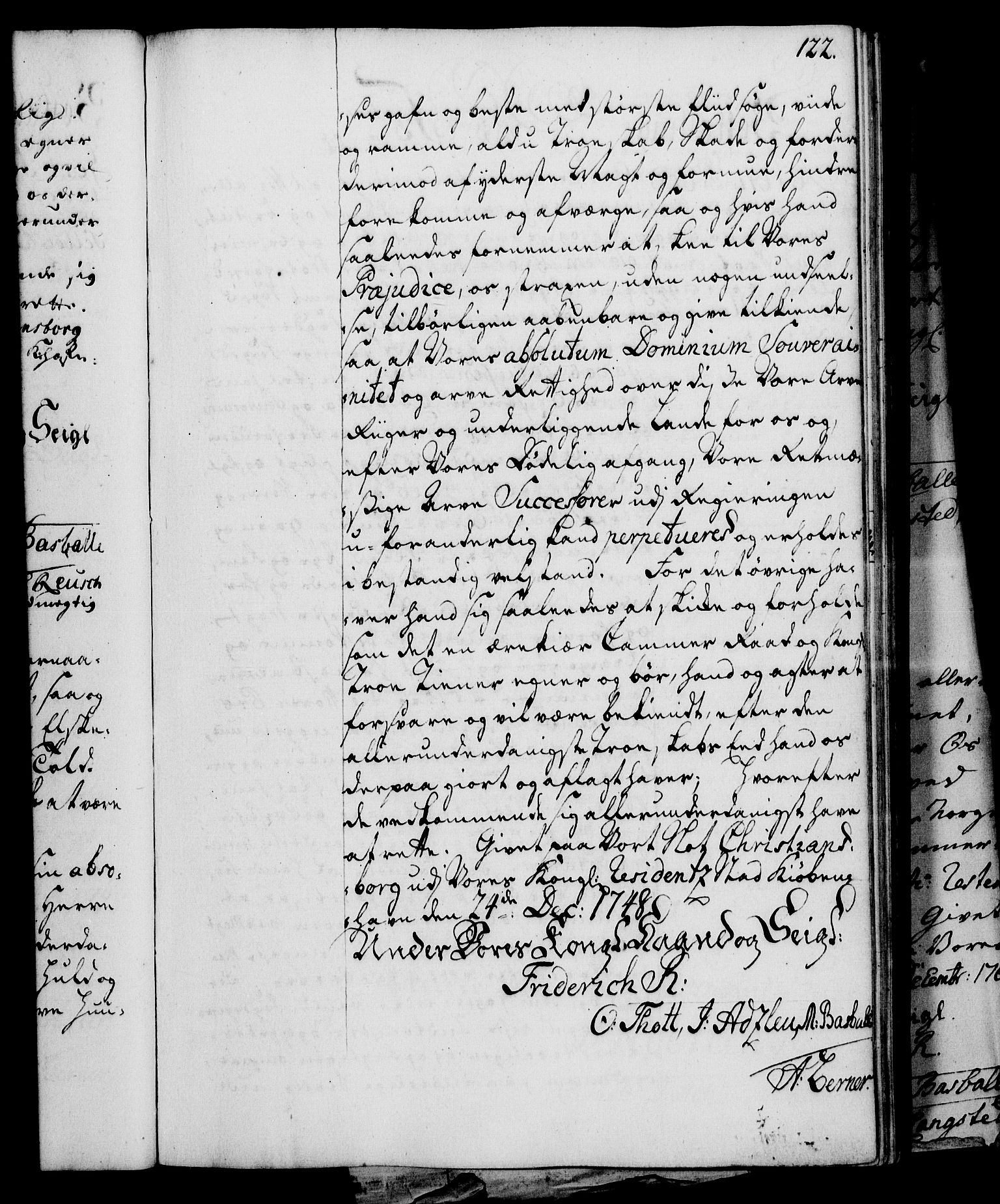 Rentekammeret, Kammerkanselliet, RA/EA-3111/G/Gg/Gge/L0003: Norsk bestallingsprotokoll med register (merket RK 53.27), 1745-1761, p. 122