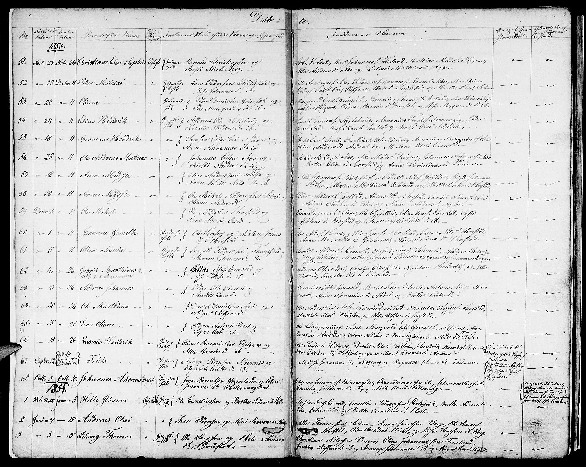 Førde sokneprestembete, SAB/A-79901/H/Hab/Habd/L0001: Parish register (copy) no. D 1, 1852-1877, p. 4