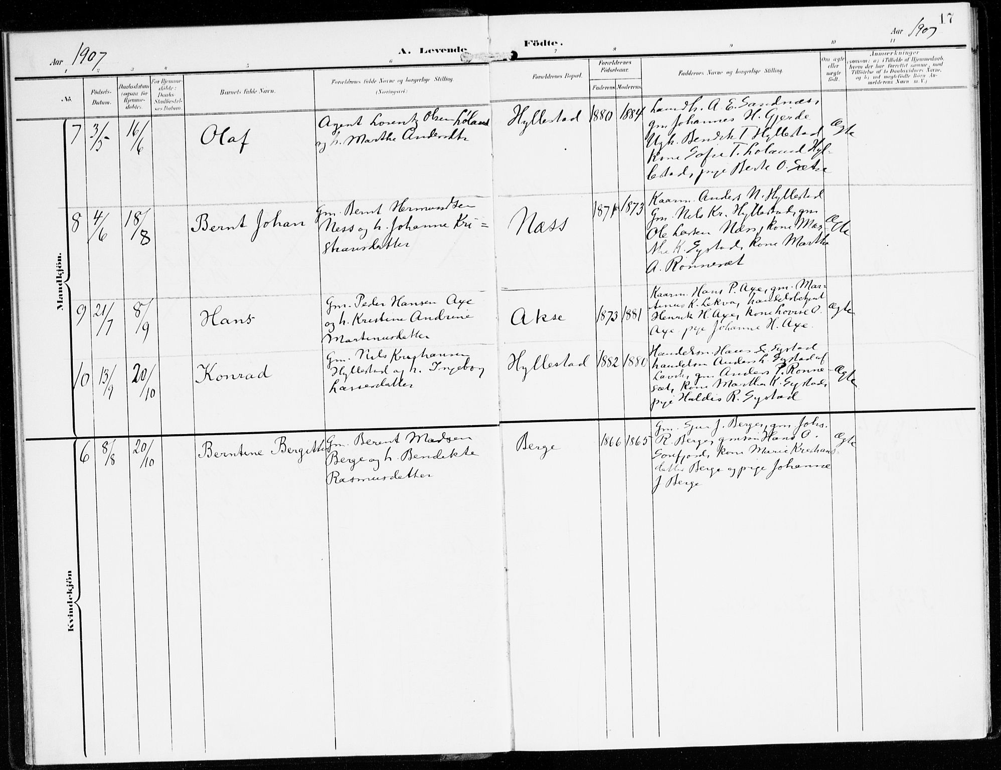 Hyllestad sokneprestembete, AV/SAB-A-80401: Parish register (official) no. B 2, 1903-1917, p. 17