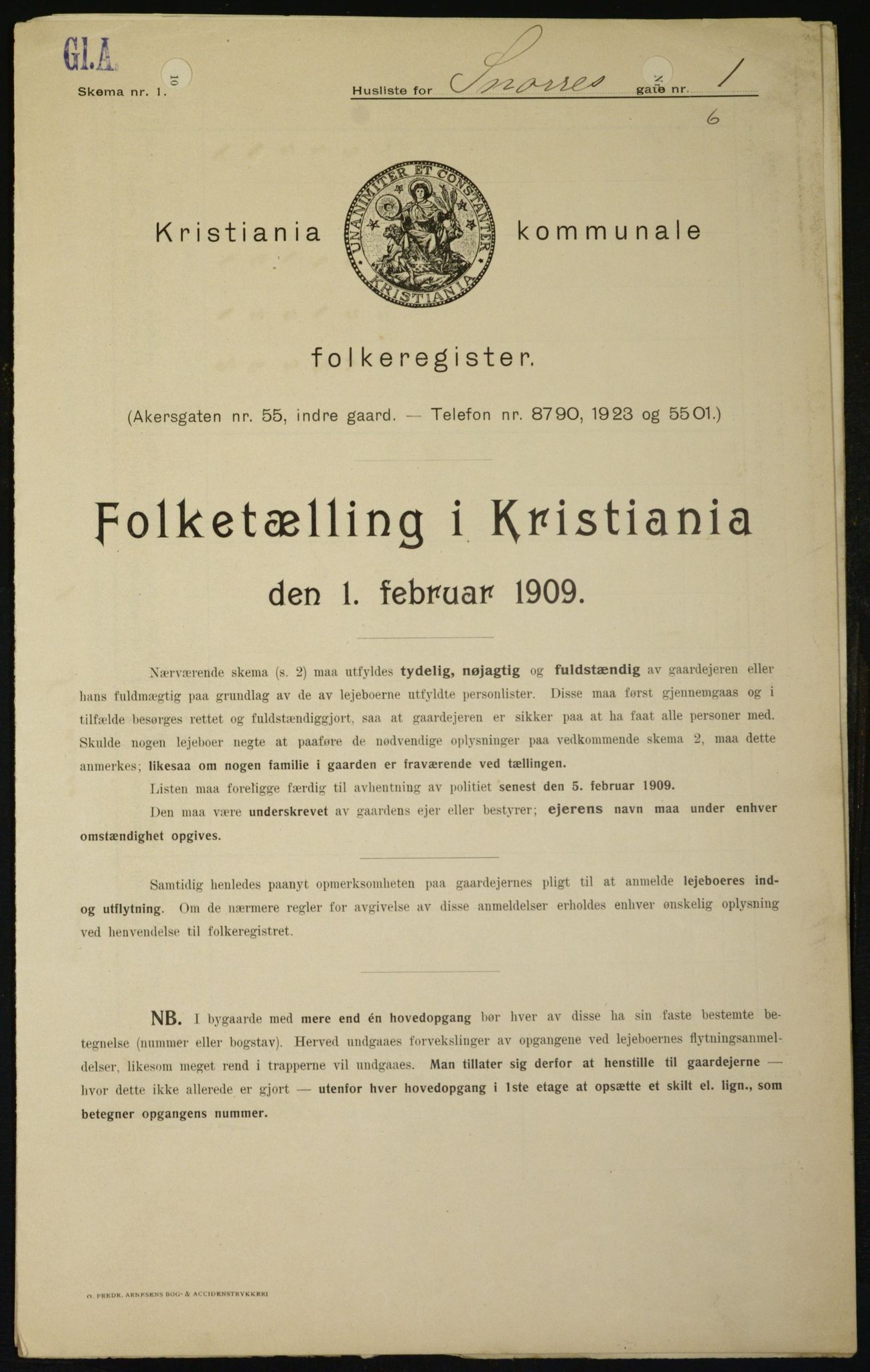 OBA, Municipal Census 1909 for Kristiania, 1909, p. 88943