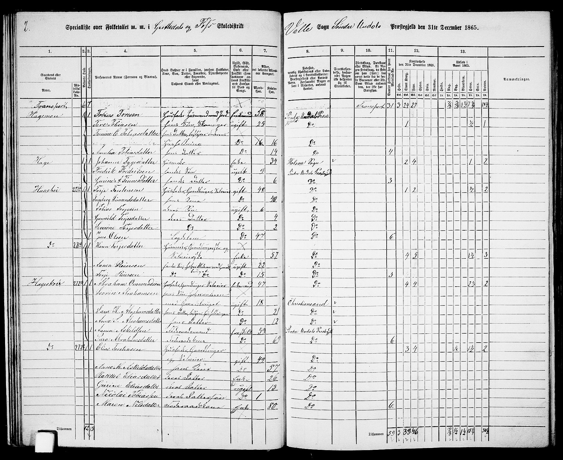 RA, 1865 census for Sør-Audnedal, 1865, p. 28