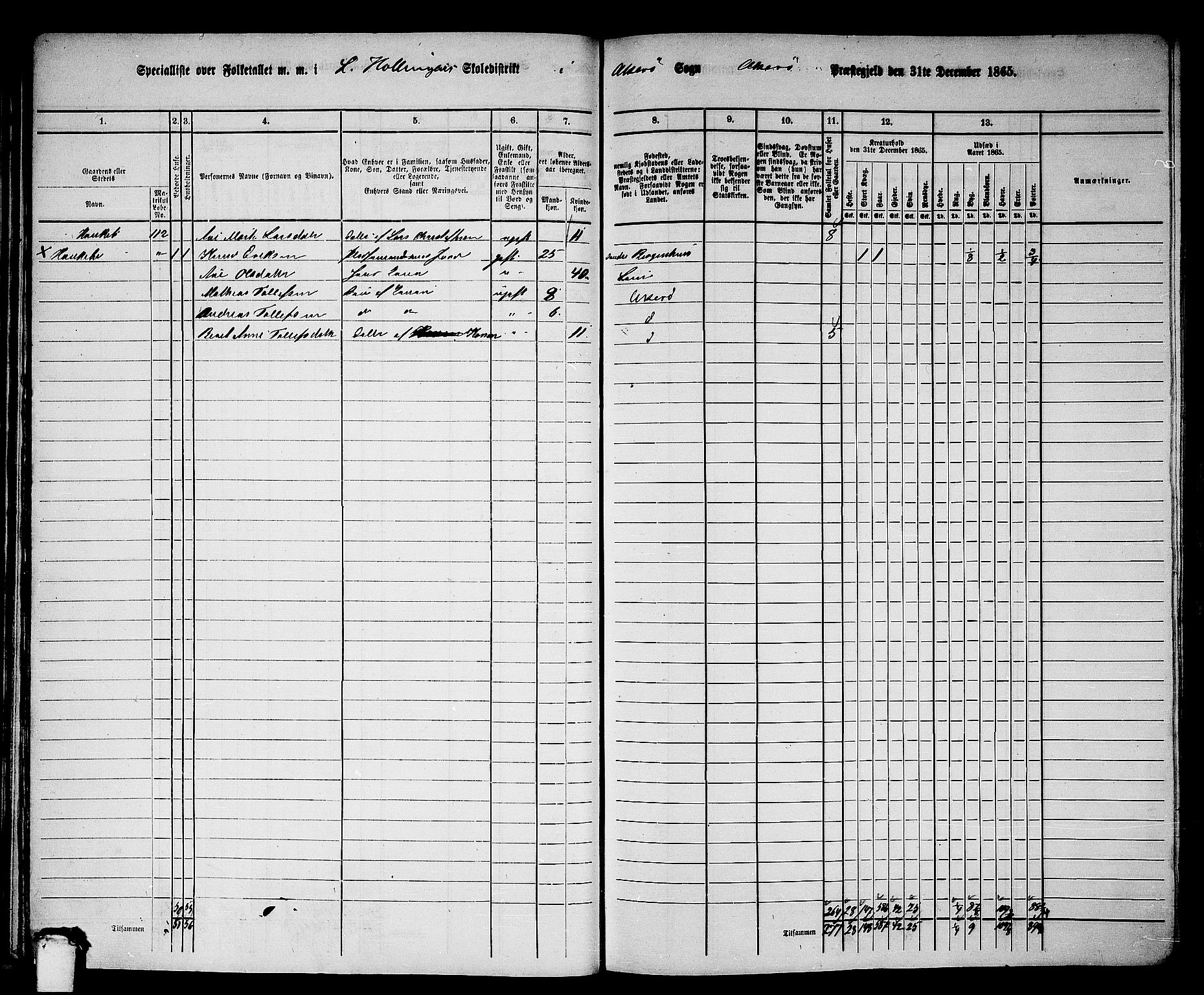 RA, 1865 census for Aukra, 1865, p. 42