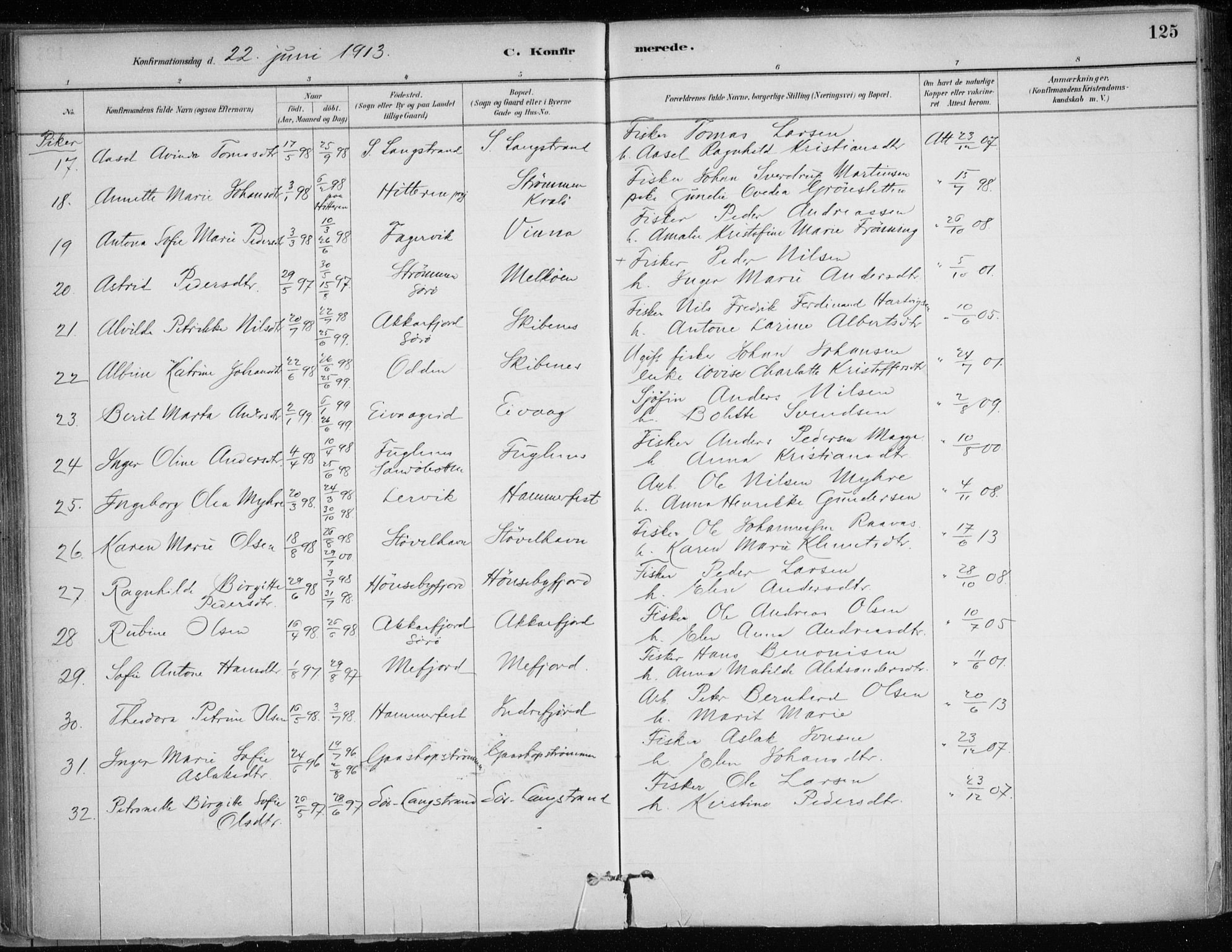 Hammerfest sokneprestkontor, SATØ/S-1347/H/Ha/L0013.kirke: Parish register (official) no. 13, 1898-1917, p. 125