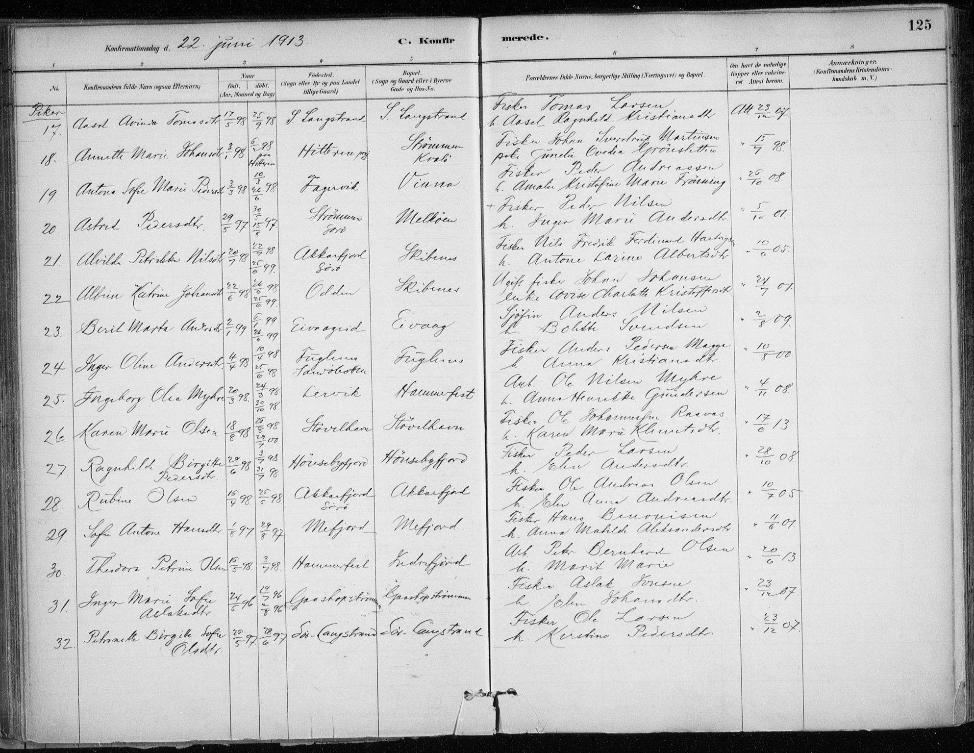Hammerfest sokneprestkontor, AV/SATØ-S-1347/H/Ha/L0013.kirke: Parish register (official) no. 13, 1898-1917, p. 125