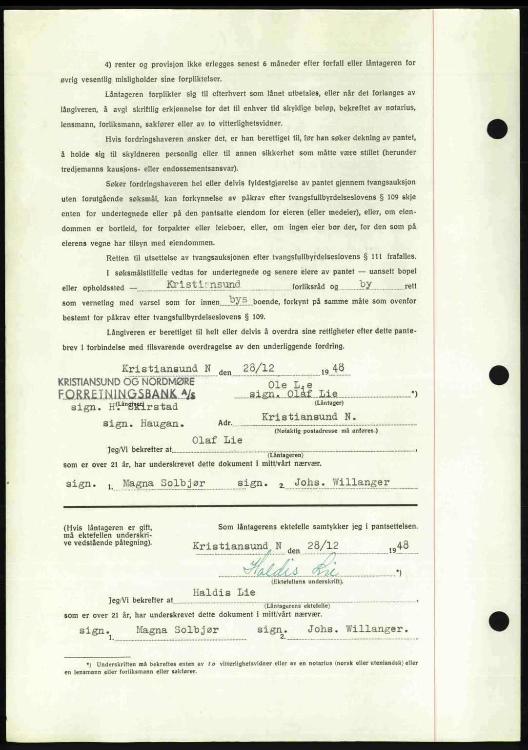 Kristiansund byfogd, AV/SAT-A-4587/A/27: Mortgage book no. 45, 1948-1949, Diary no: : 3/1949