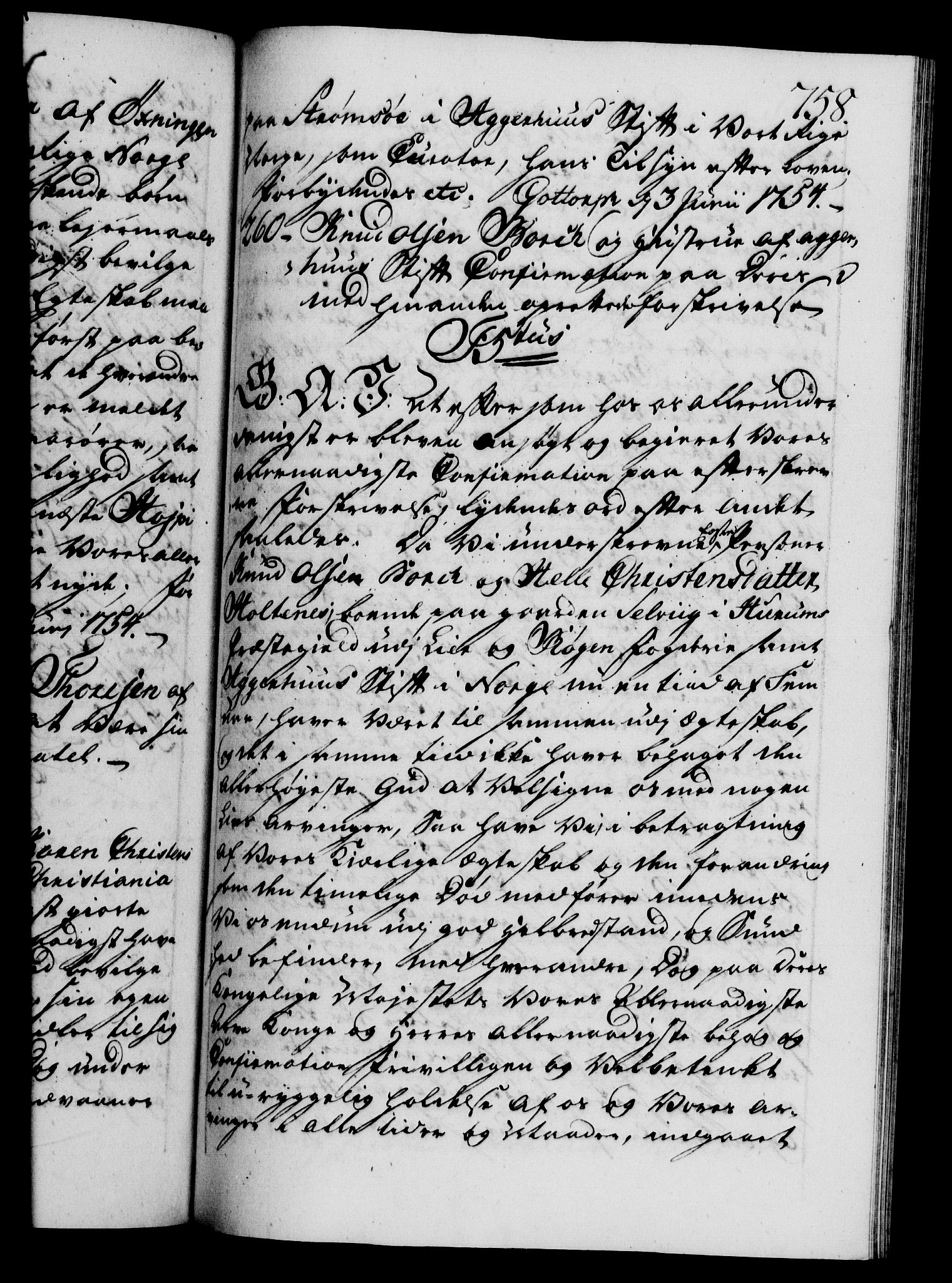 Danske Kanselli 1572-1799, AV/RA-EA-3023/F/Fc/Fca/Fcaa/L0038: Norske registre, 1753-1754, p. 758a