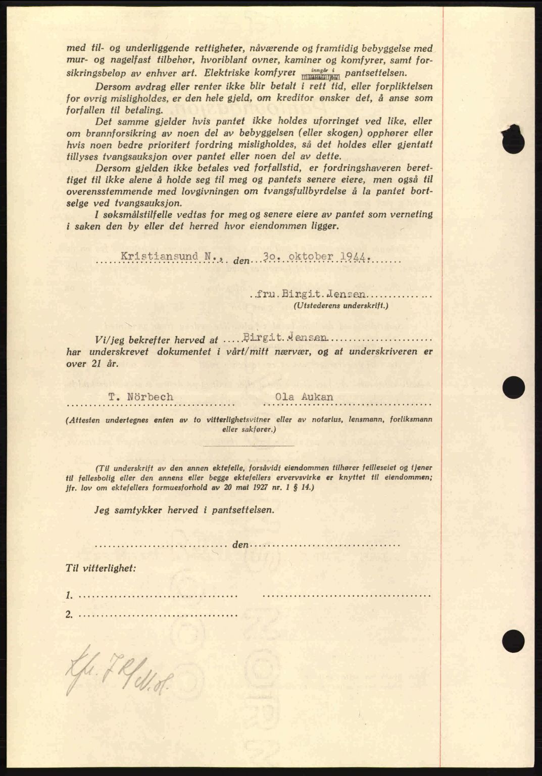 Nordmøre sorenskriveri, AV/SAT-A-4132/1/2/2Ca: Mortgage book no. B92, 1944-1945, Diary no: : 1880/1944