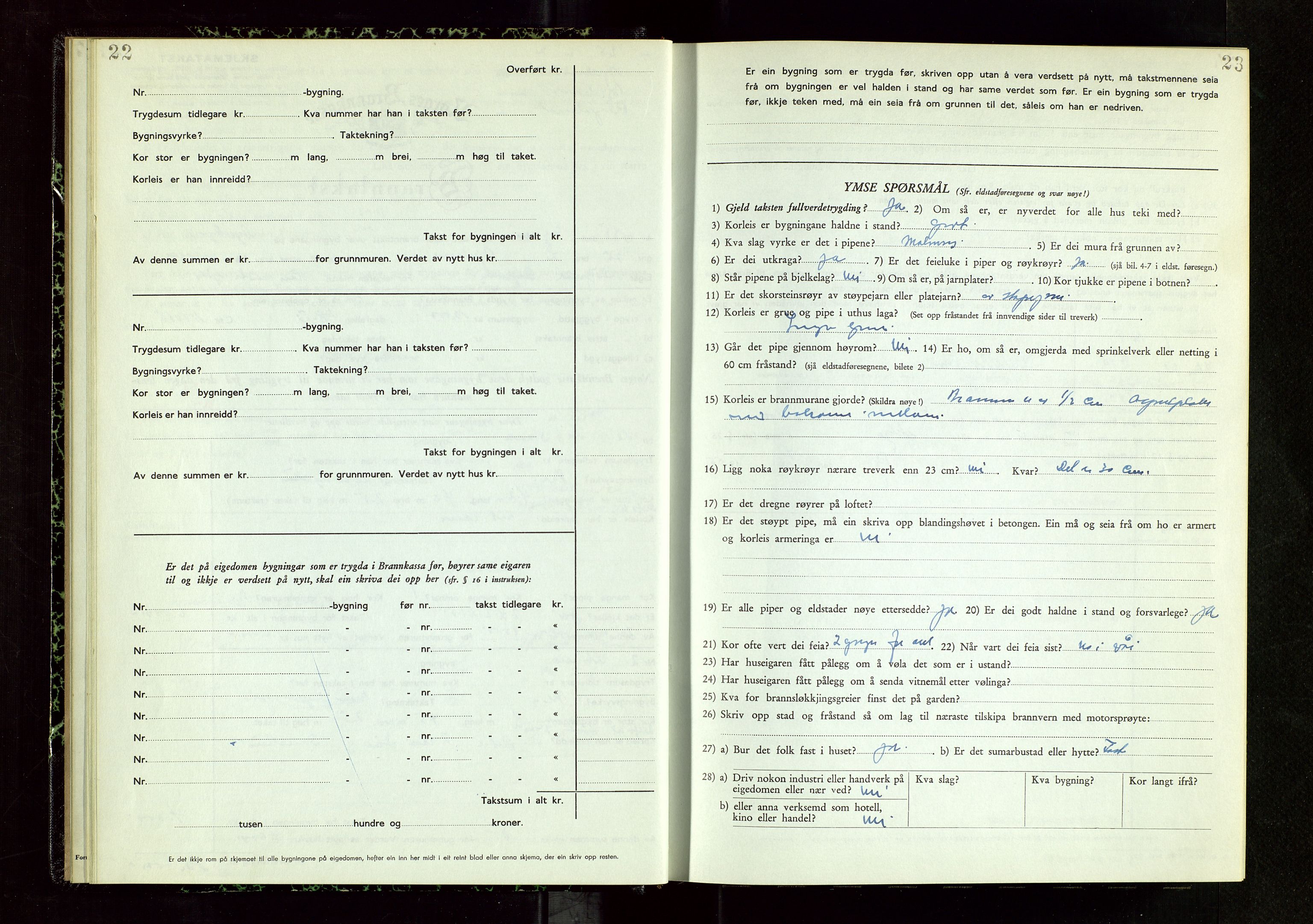 Bjerkreim lensmannskontor, AV/SAST-A-100090/Gob/L0002: "Branntakstprotokoll", 1950-1955, p. 22-23