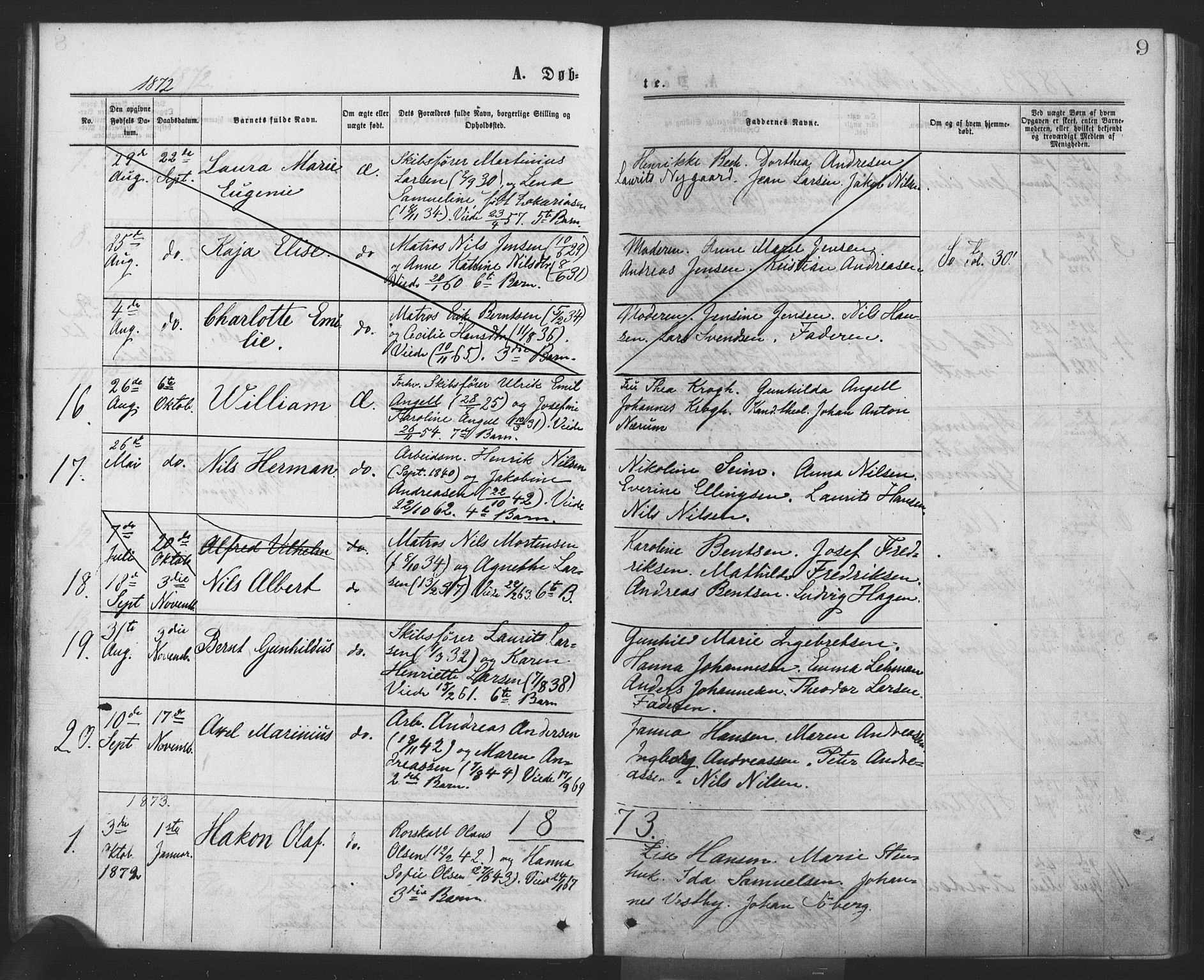 Drøbak prestekontor Kirkebøker, AV/SAO-A-10142a/F/Fa/L0003: Parish register (official) no. I 3, 1871-1877, p. 9