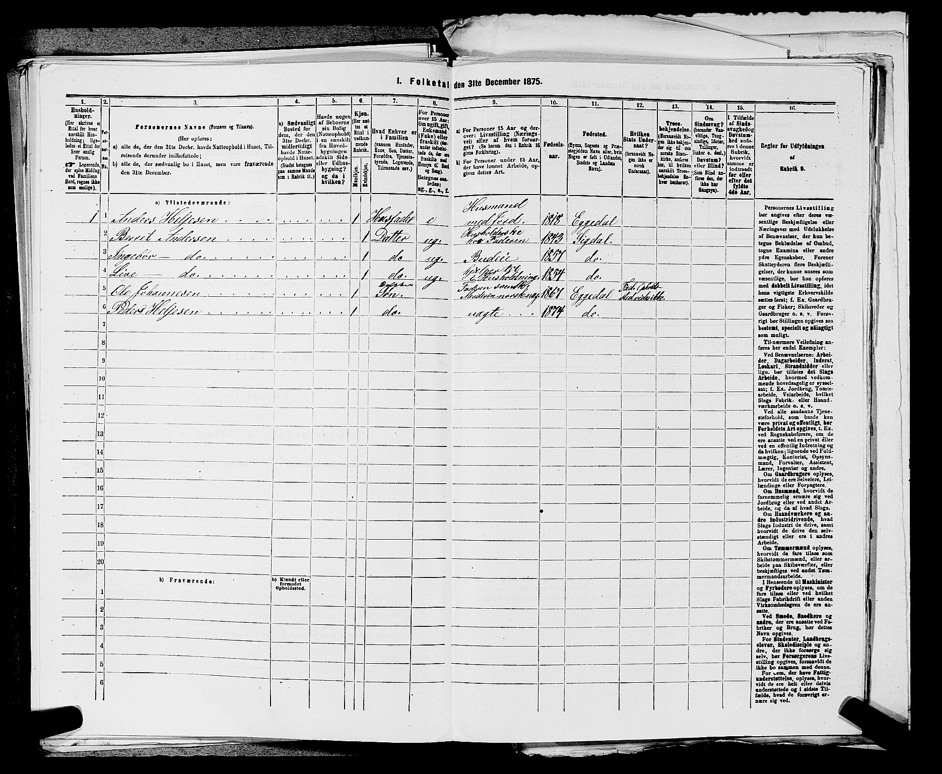 SAKO, 1875 census for 0621P Sigdal, 1875, p. 1989