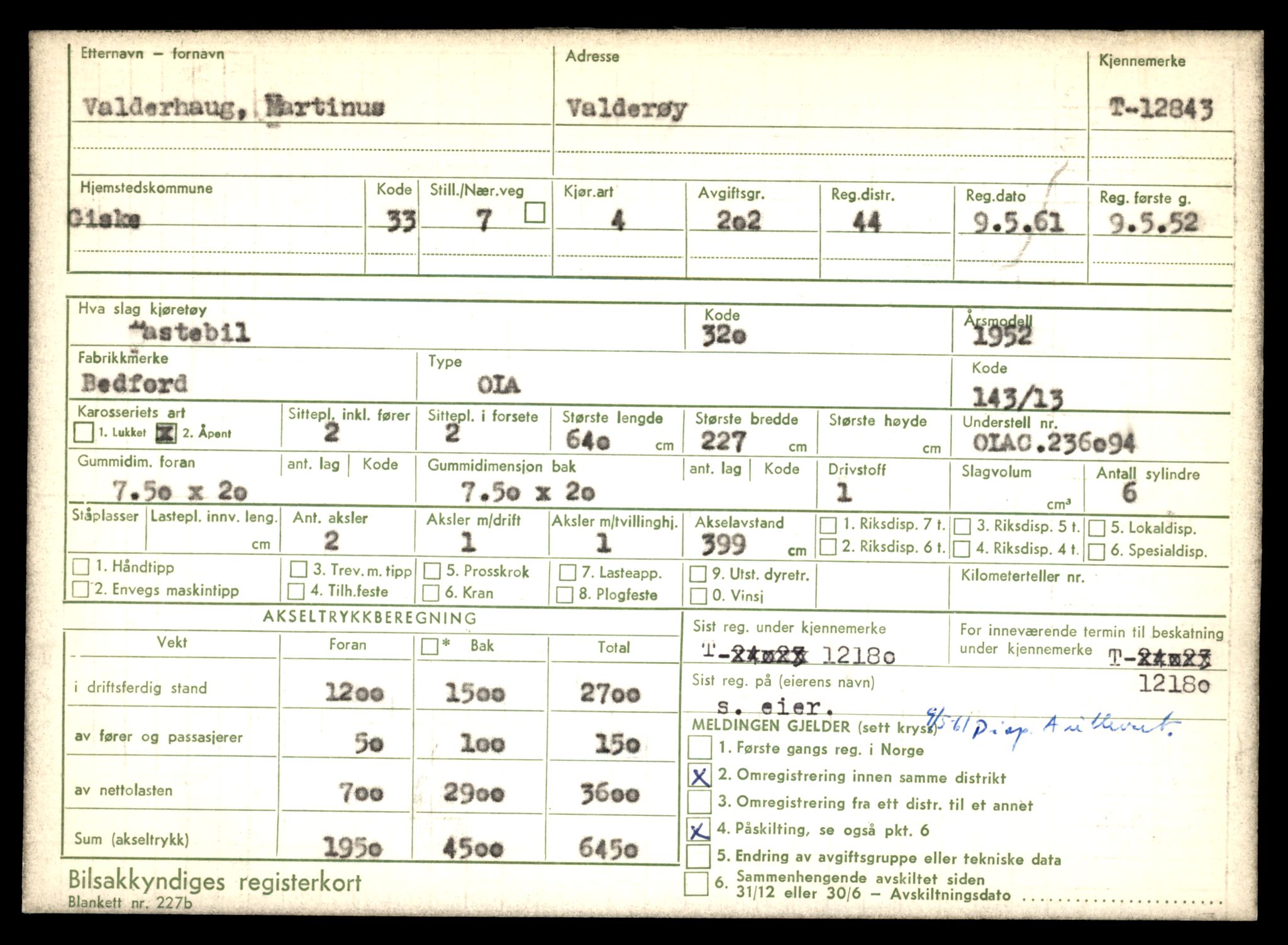 Møre og Romsdal vegkontor - Ålesund trafikkstasjon, AV/SAT-A-4099/F/Fe/L0036: Registreringskort for kjøretøy T 12831 - T 13030, 1927-1998, p. 311