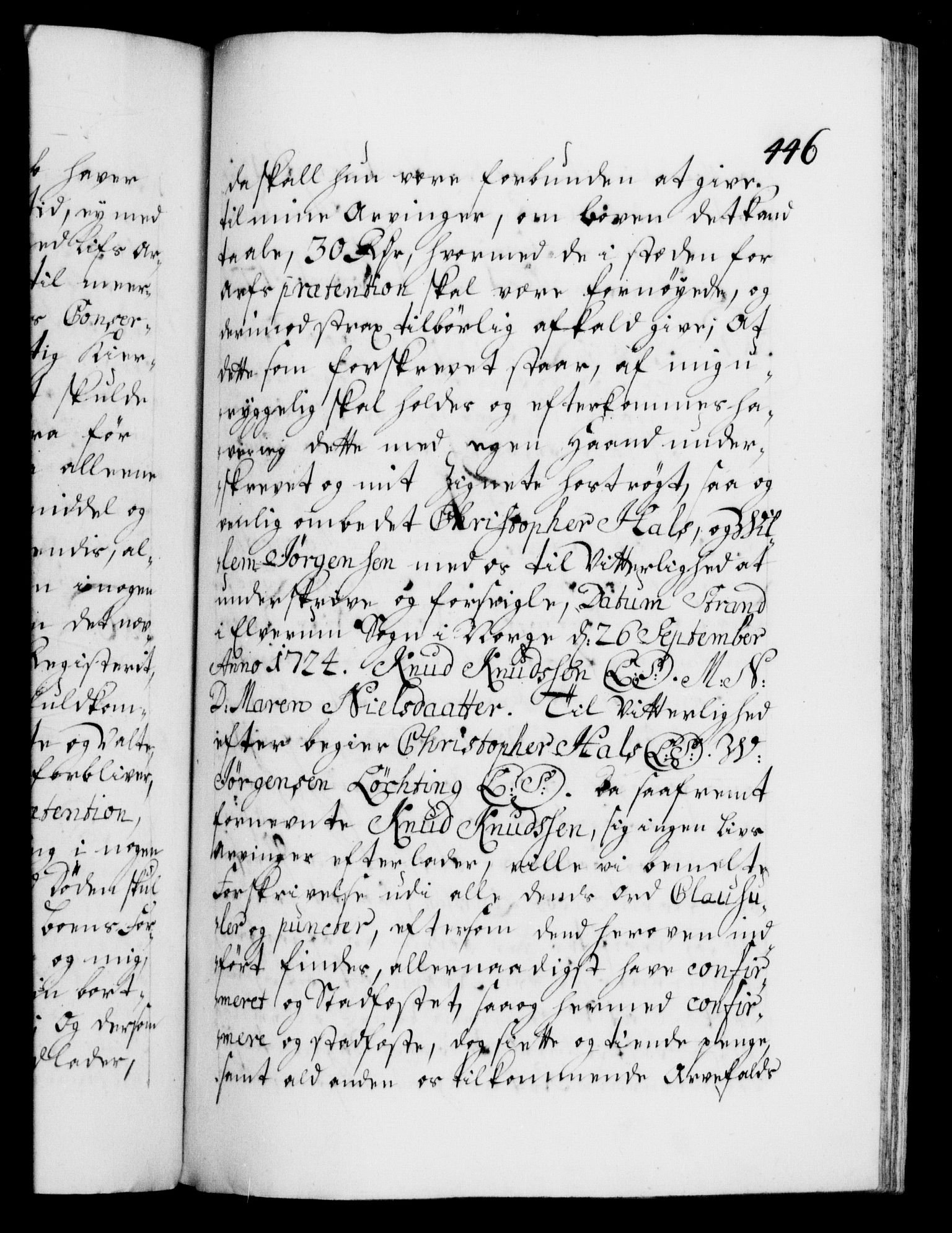 Danske Kanselli 1572-1799, AV/RA-EA-3023/F/Fc/Fca/Fcaa/L0024: Norske registre, 1723-1725, p. 446a