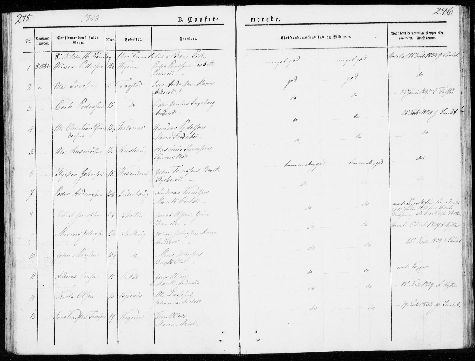 Ministerialprotokoller, klokkerbøker og fødselsregistre - Møre og Romsdal, AV/SAT-A-1454/566/L0766: Parish register (official) no. 566A05, 1842-1851, p. 275-276