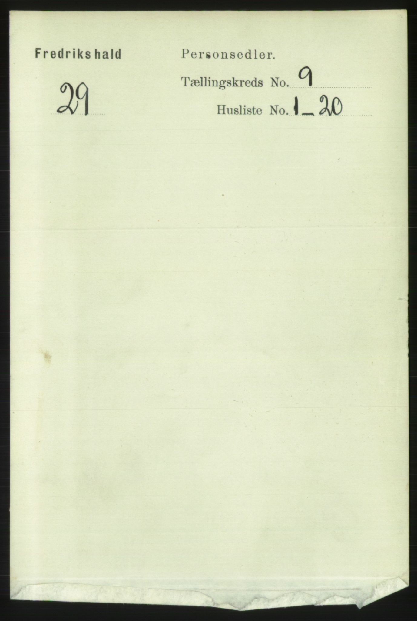 RA, 1891 census for 0101 Fredrikshald, 1891, p. 5909