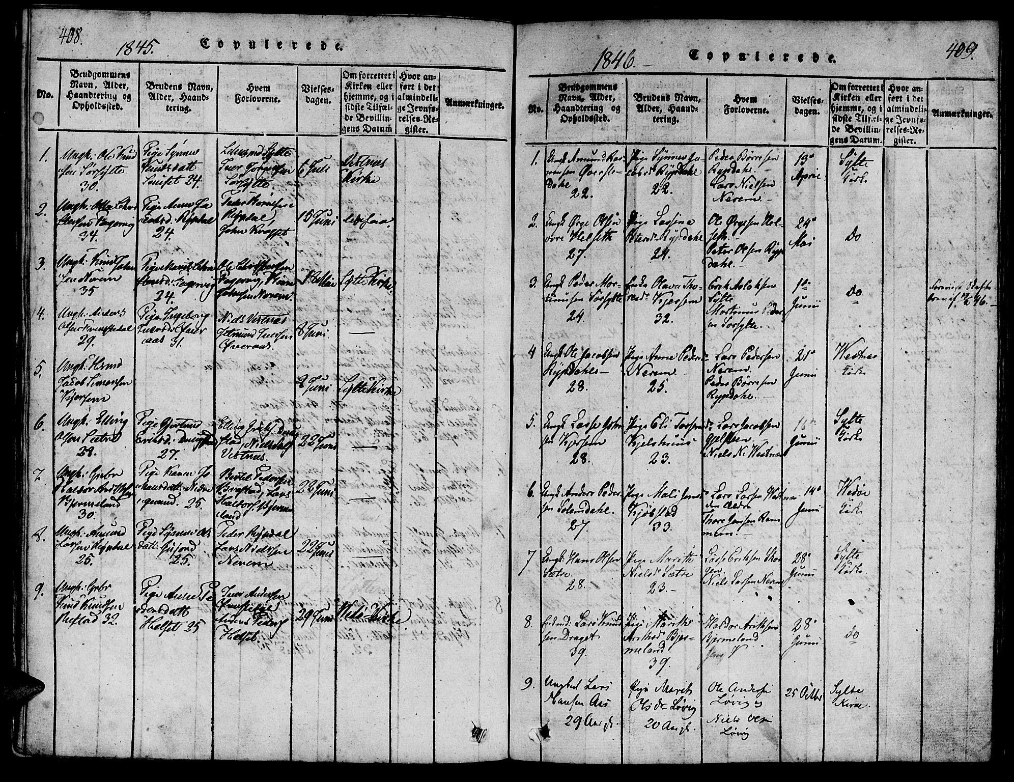 Ministerialprotokoller, klokkerbøker og fødselsregistre - Møre og Romsdal, AV/SAT-A-1454/541/L0544: Parish register (official) no. 541A01, 1818-1847, p. 408-409