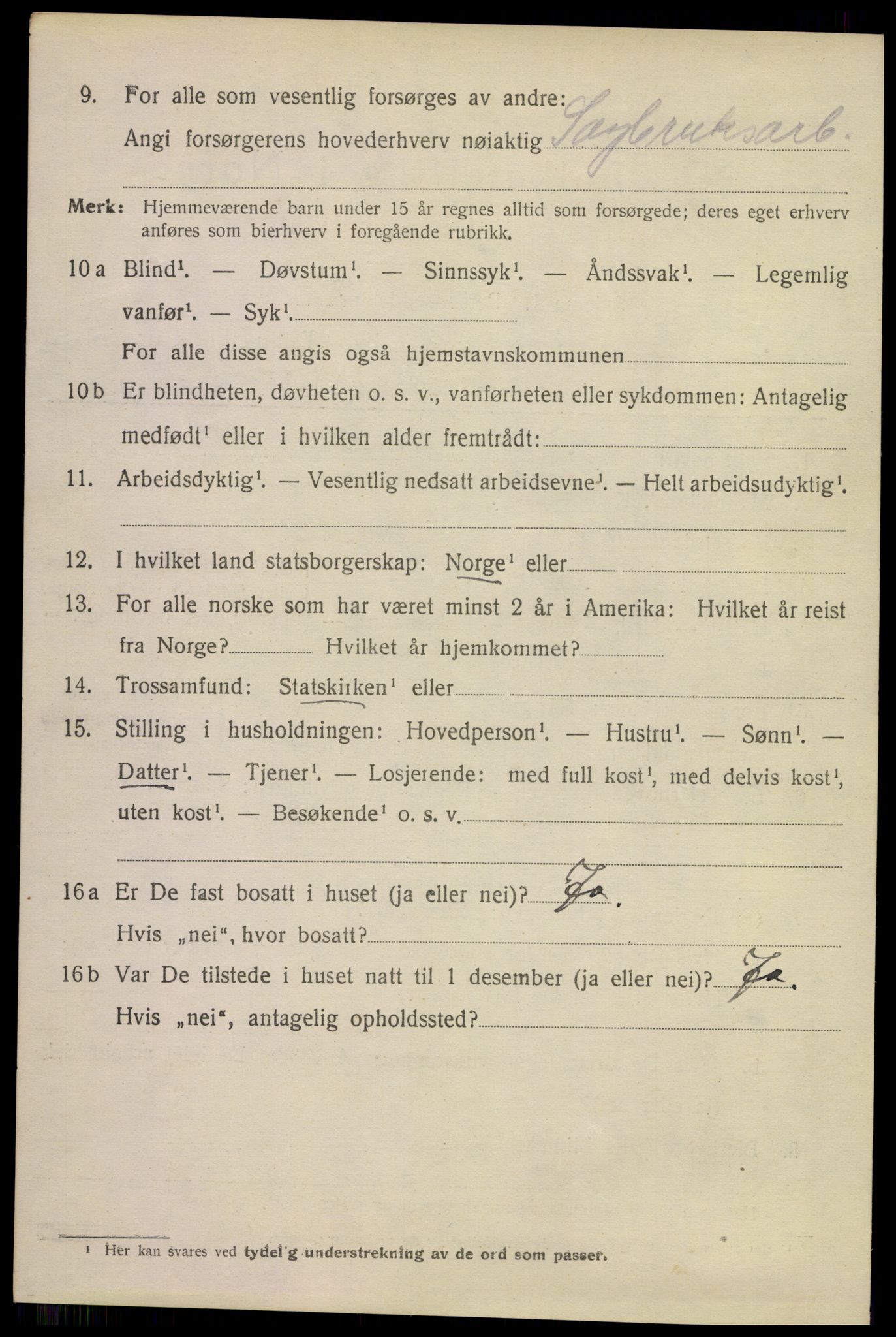 SAKO, 1920 census for Larvik, 1920, p. 9285