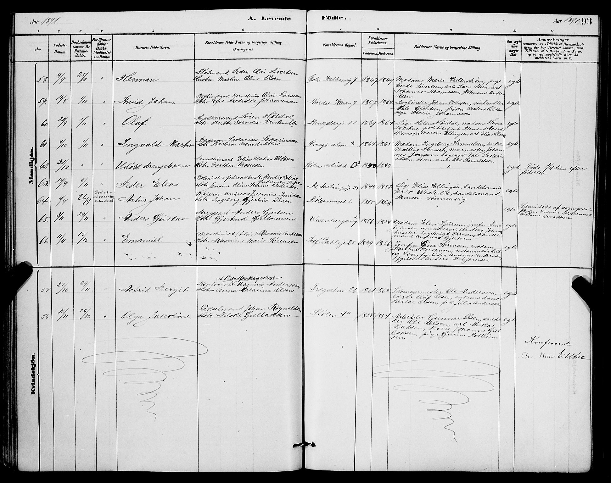 Mariakirken Sokneprestembete, AV/SAB-A-76901/H/Hab/L0004: Parish register (copy) no. A 4, 1878-1892, p. 93