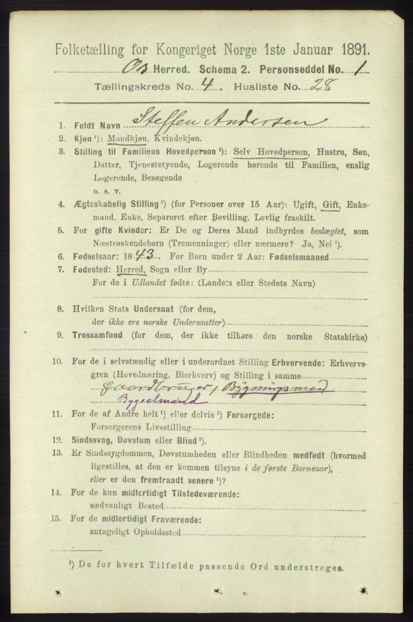 RA, 1891 census for 1243 Os, 1891, p. 1069