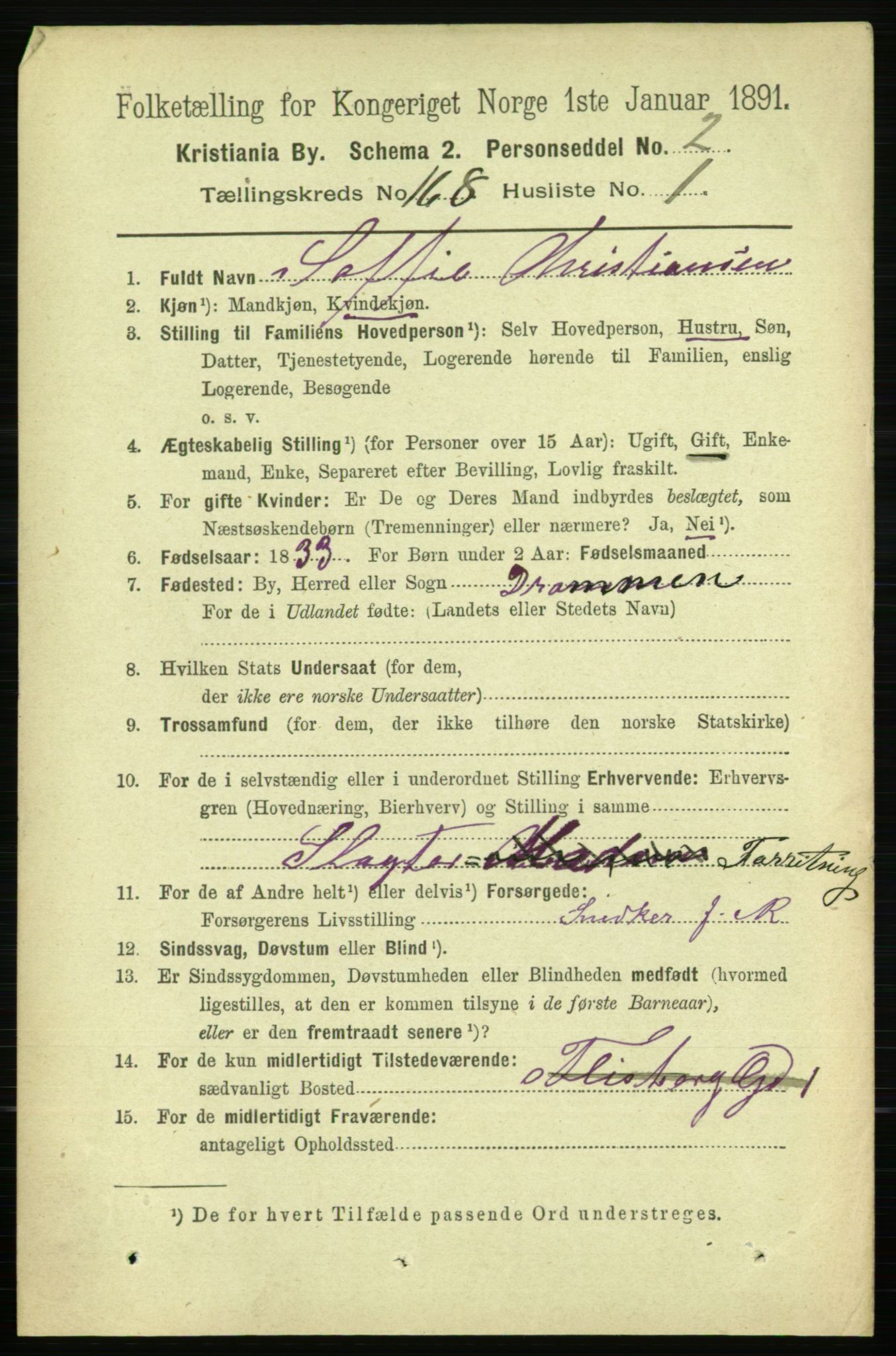 RA, 1891 census for 0301 Kristiania, 1891, p. 98160