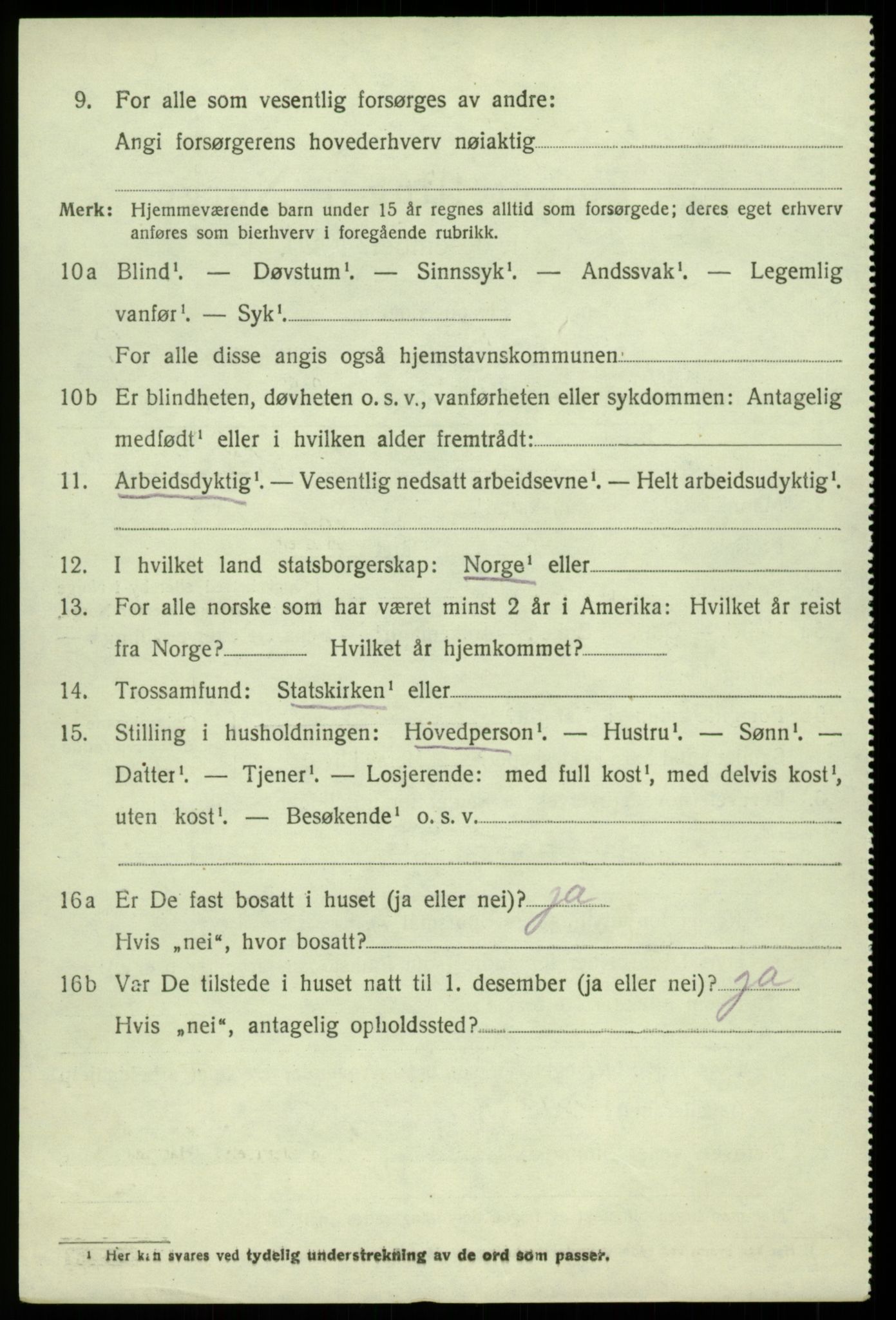 SAB, 1920 census for Sund, 1920, p. 5540