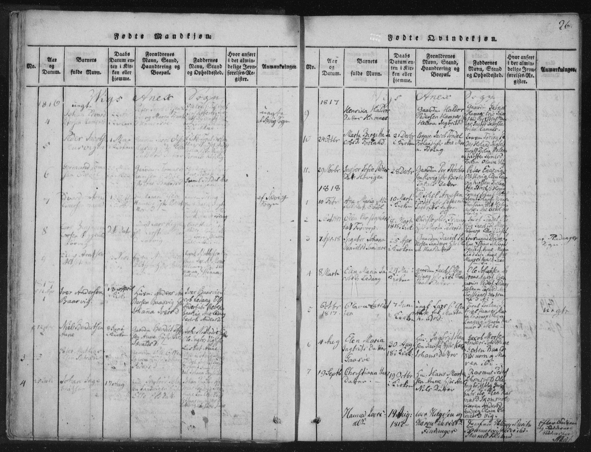 Ministerialprotokoller, klokkerbøker og fødselsregistre - Nord-Trøndelag, SAT/A-1458/773/L0609: Parish register (official) no. 773A03 /2, 1815-1830, p. 26