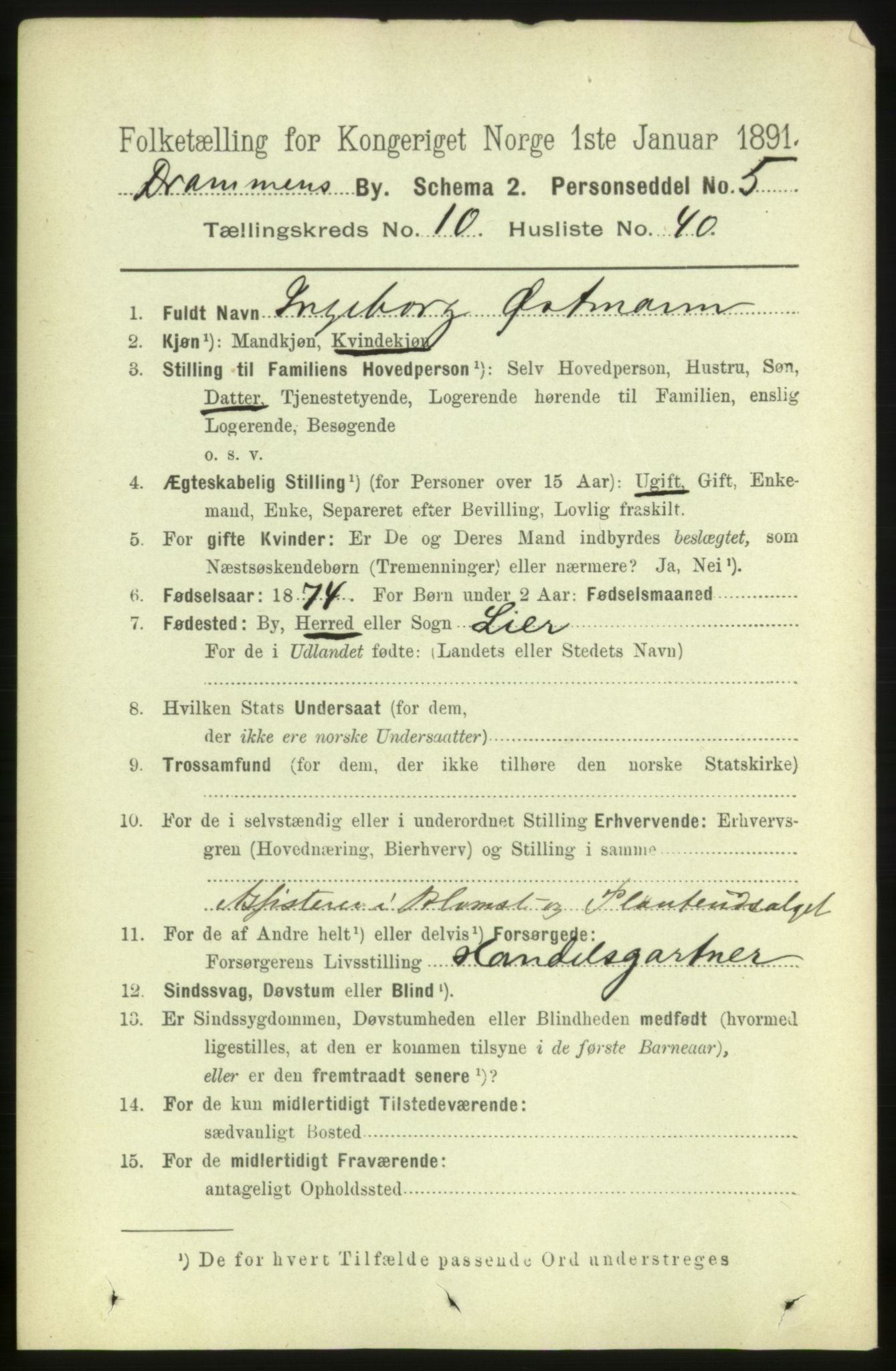 RA, 1891 census for 0602 Drammen, 1891, p. 8323