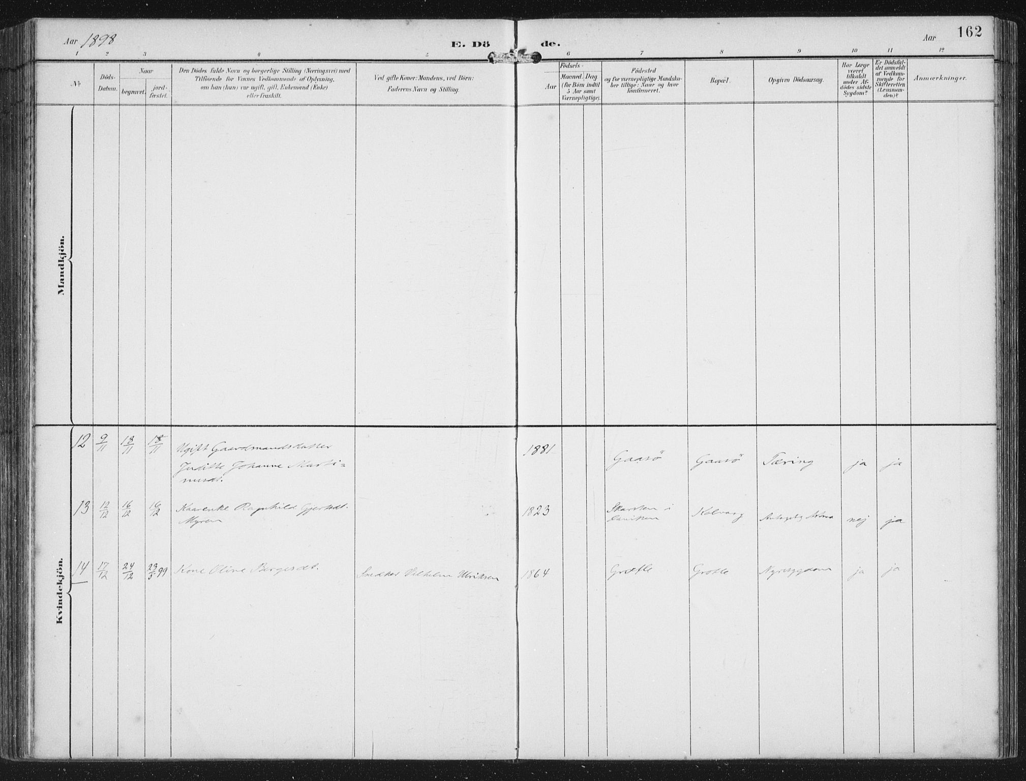 Bremanger sokneprestembete, SAB/A-82201/H/Haa/Haab/L0002: Parish register (official) no. B  2, 1896-1908, p. 162