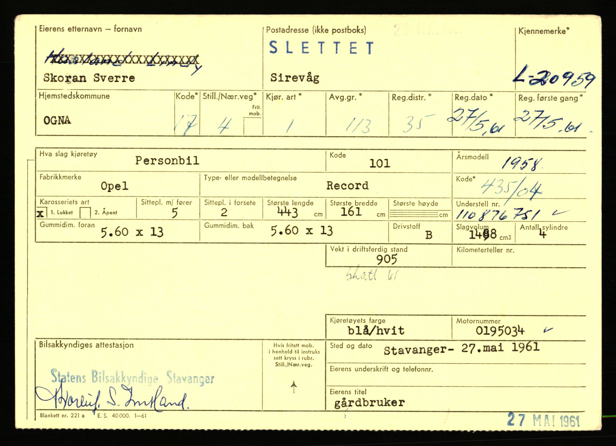 Stavanger trafikkstasjon, SAST/A-101942/0/F/L0037: L-20500 - L-21499, 1930-1971, p. 1433