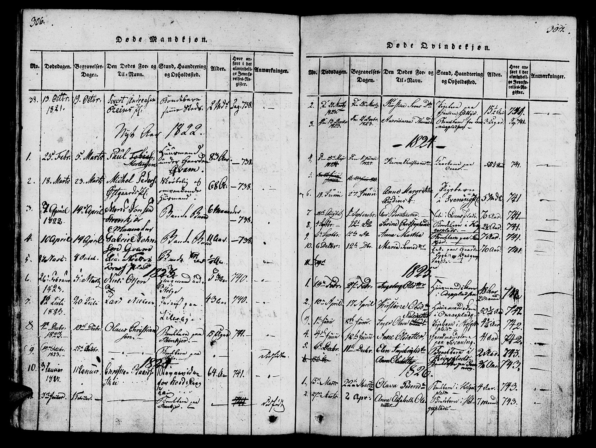 Ministerialprotokoller, klokkerbøker og fødselsregistre - Nord-Trøndelag, SAT/A-1458/746/L0441: Parish register (official) no. 746A03 /3, 1816-1827, p. 306-307