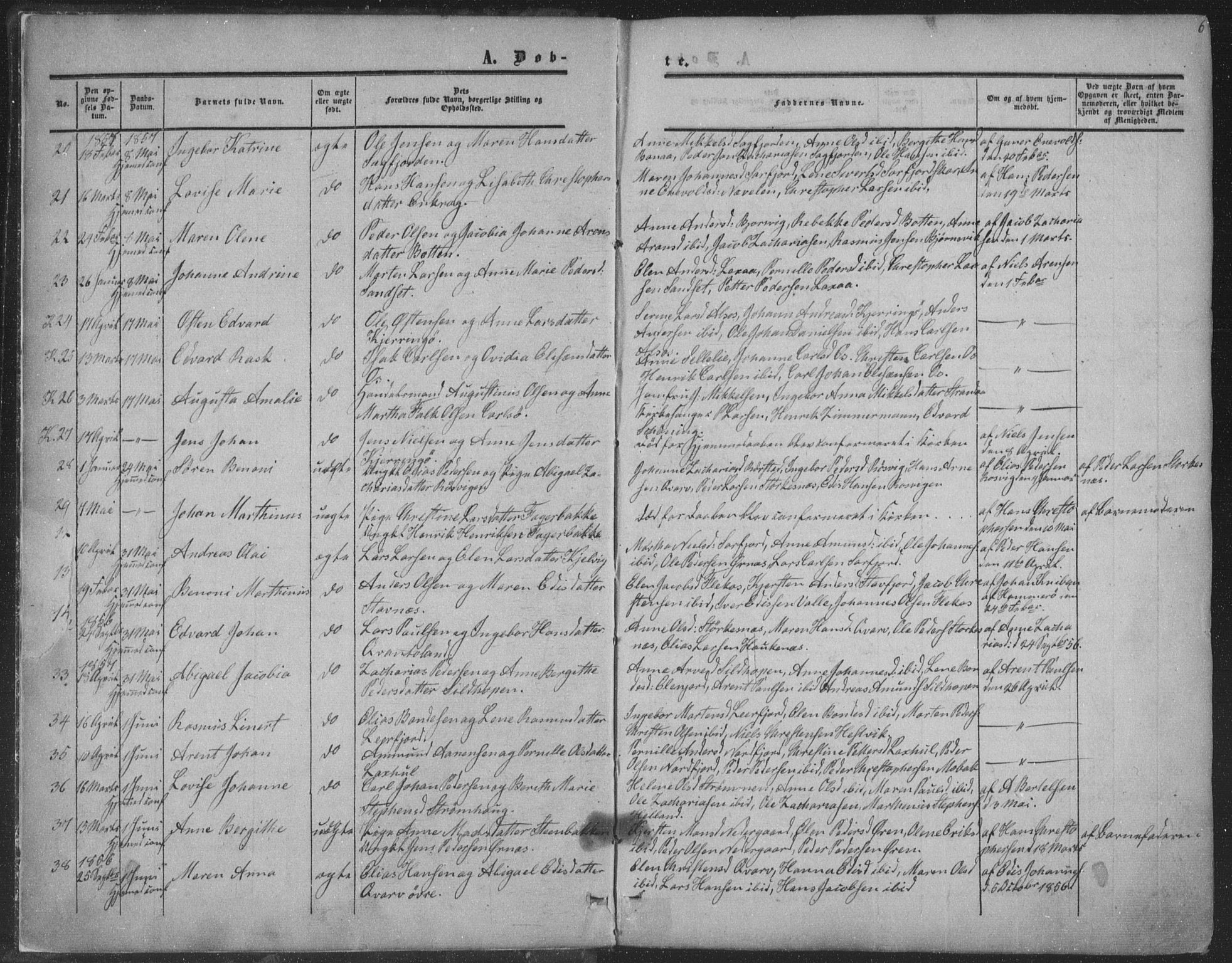 Ministerialprotokoller, klokkerbøker og fødselsregistre - Nordland, AV/SAT-A-1459/853/L0770: Parish register (official) no. 853A09, 1857-1870, p. 6