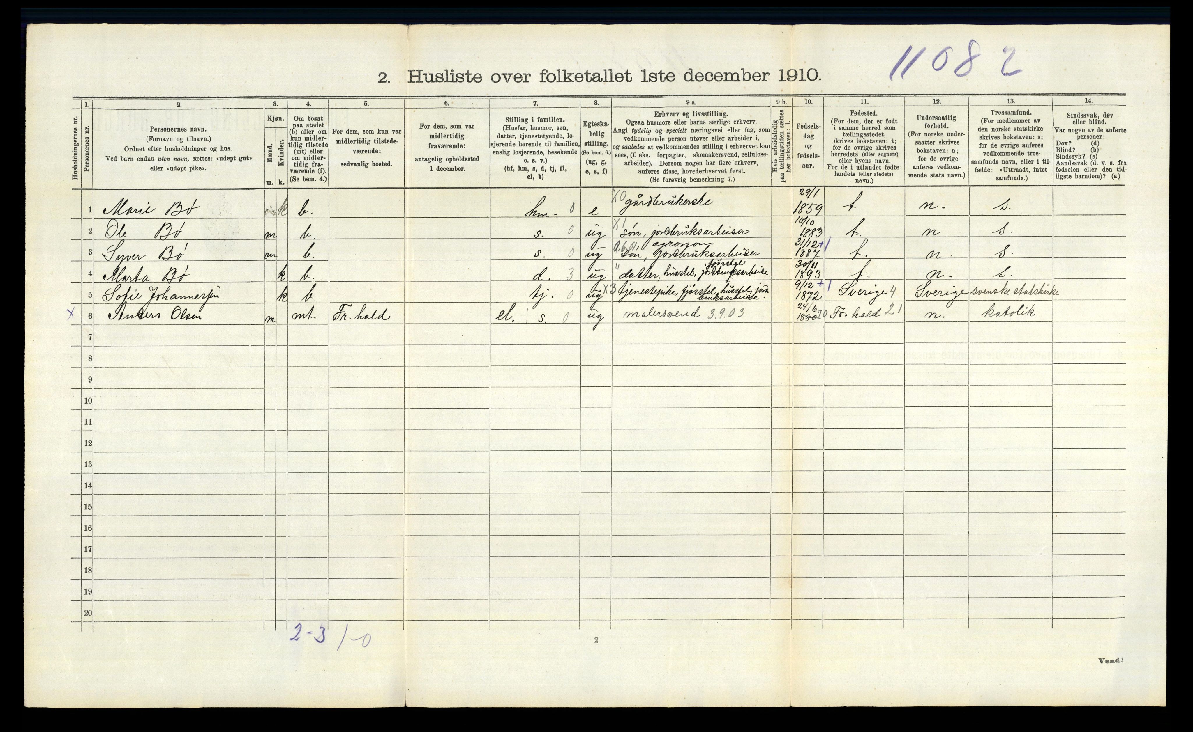 RA, 1910 census for Skjeberg, 1910, p. 1745