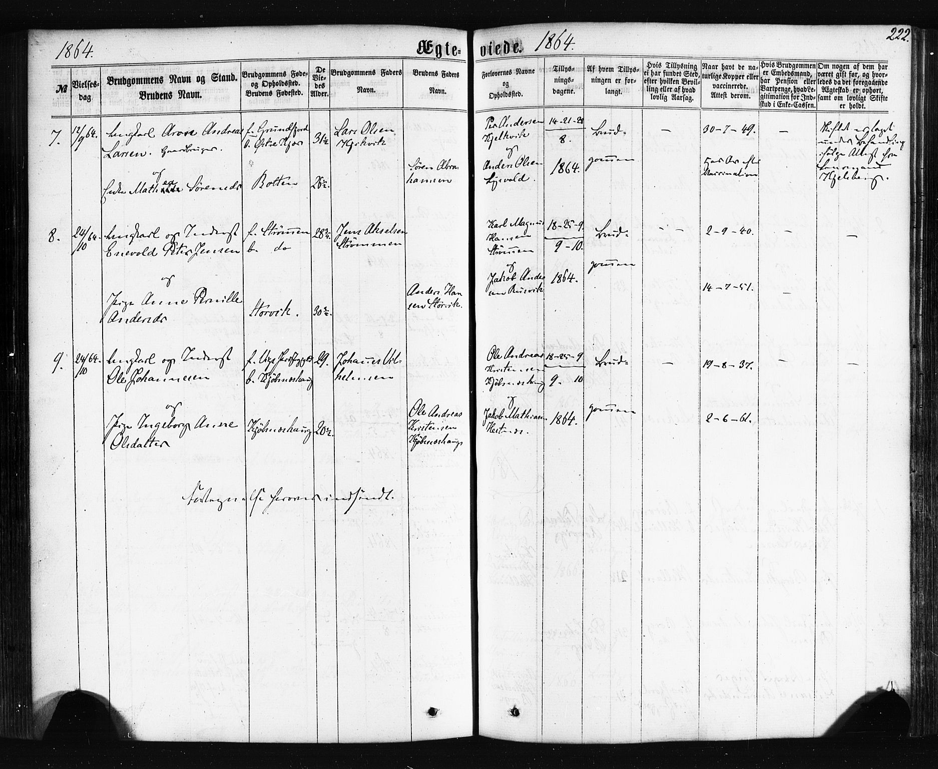Ministerialprotokoller, klokkerbøker og fødselsregistre - Nordland, SAT/A-1459/861/L0867: Parish register (official) no. 861A02, 1864-1878, p. 222