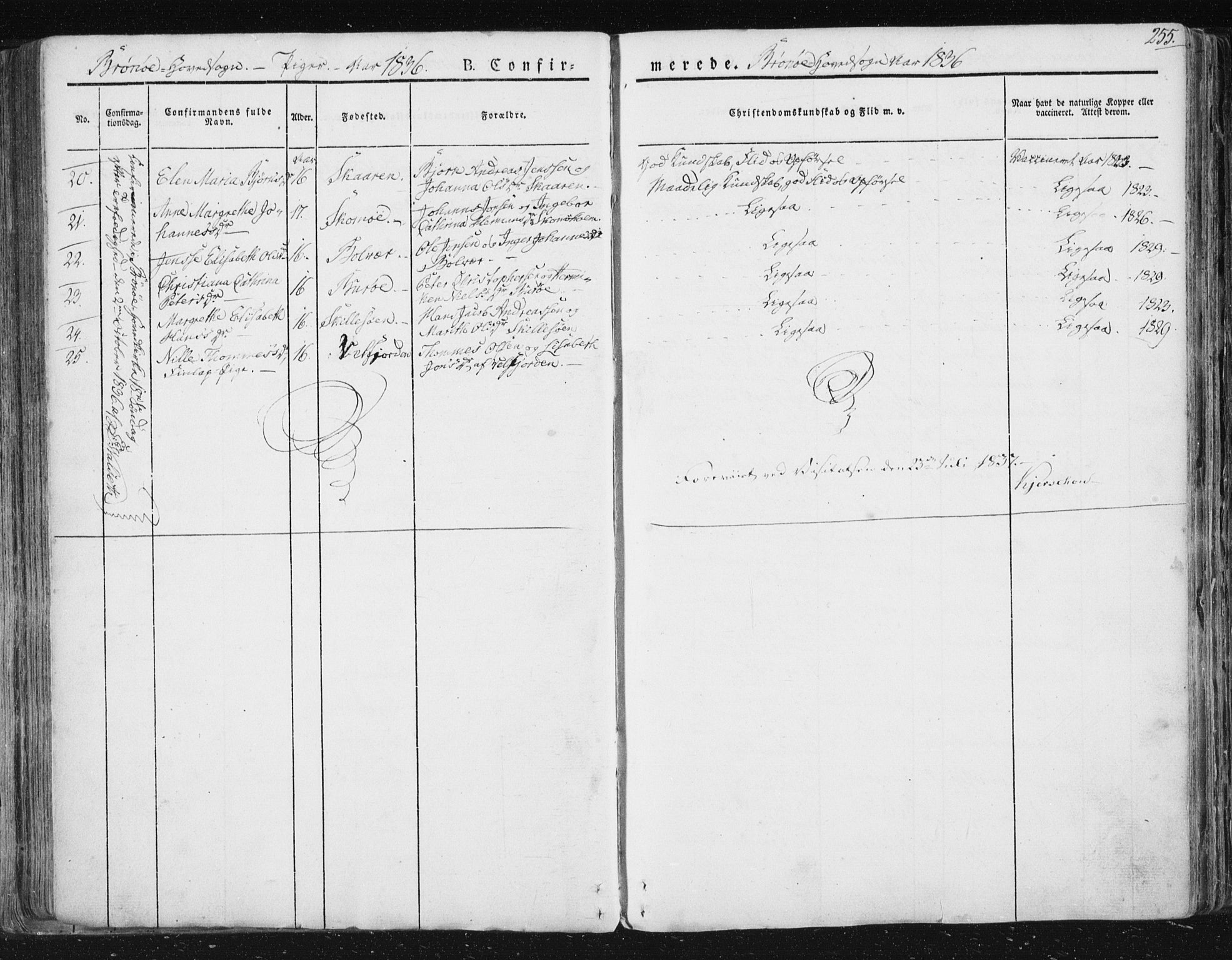 Ministerialprotokoller, klokkerbøker og fødselsregistre - Nordland, SAT/A-1459/813/L0198: Parish register (official) no. 813A08, 1834-1874, p. 255