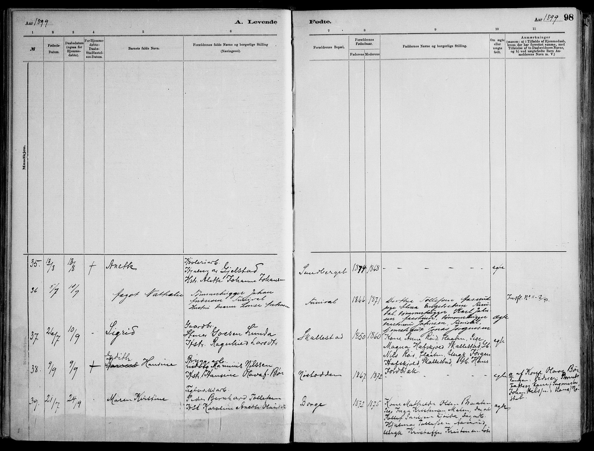 Skoger kirkebøker, AV/SAKO-A-59/F/Fa/L0006: Parish register (official) no. I 6, 1885-1910, p. 98