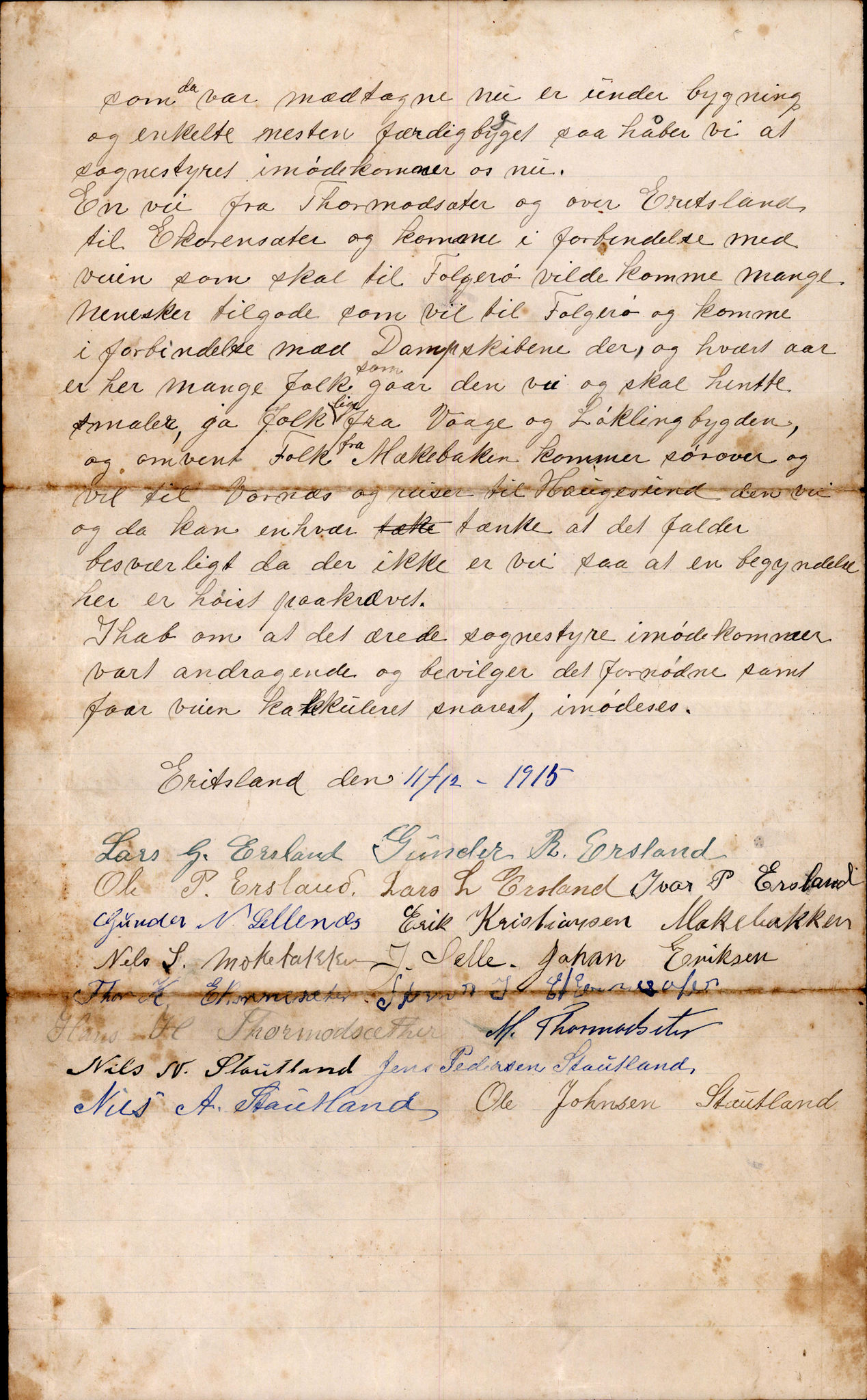 Finnaas kommune. Formannskapet, IKAH/1218a-021/D/Da/L0001/0013: Korrespondanse / saker / Kronologisk ordna korrespondanse , 1914-1916, p. 16