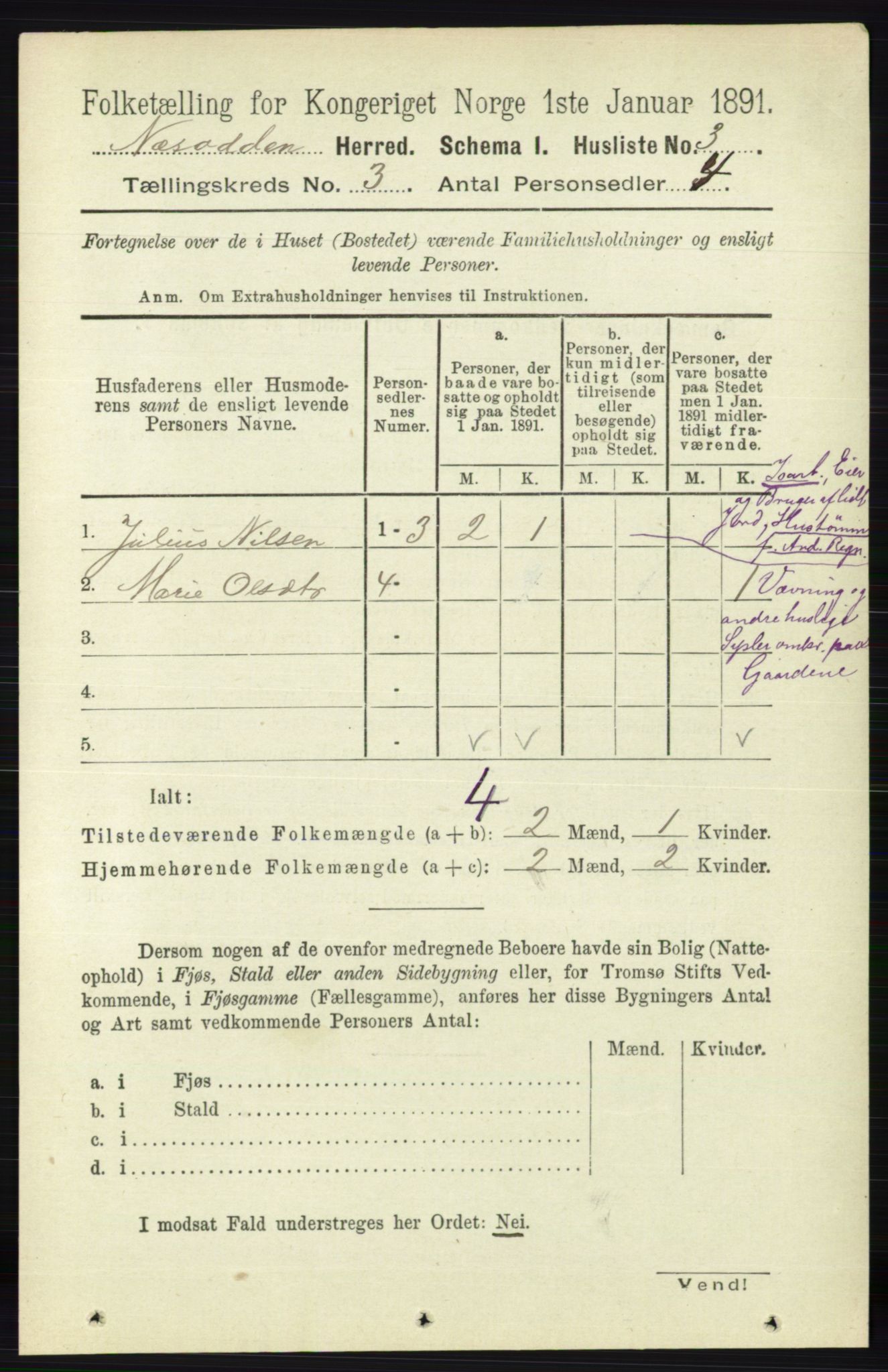 RA, 1891 census for 0216 Nesodden, 1891, p. 968