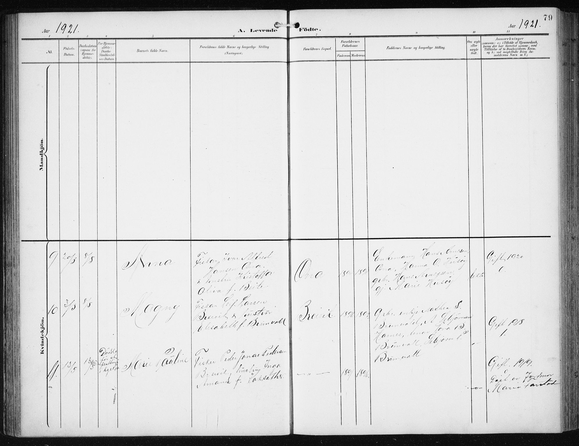 Ministerialprotokoller, klokkerbøker og fødselsregistre - Møre og Romsdal, AV/SAT-A-1454/561/L0733: Parish register (copy) no. 561C03, 1900-1940, p. 79