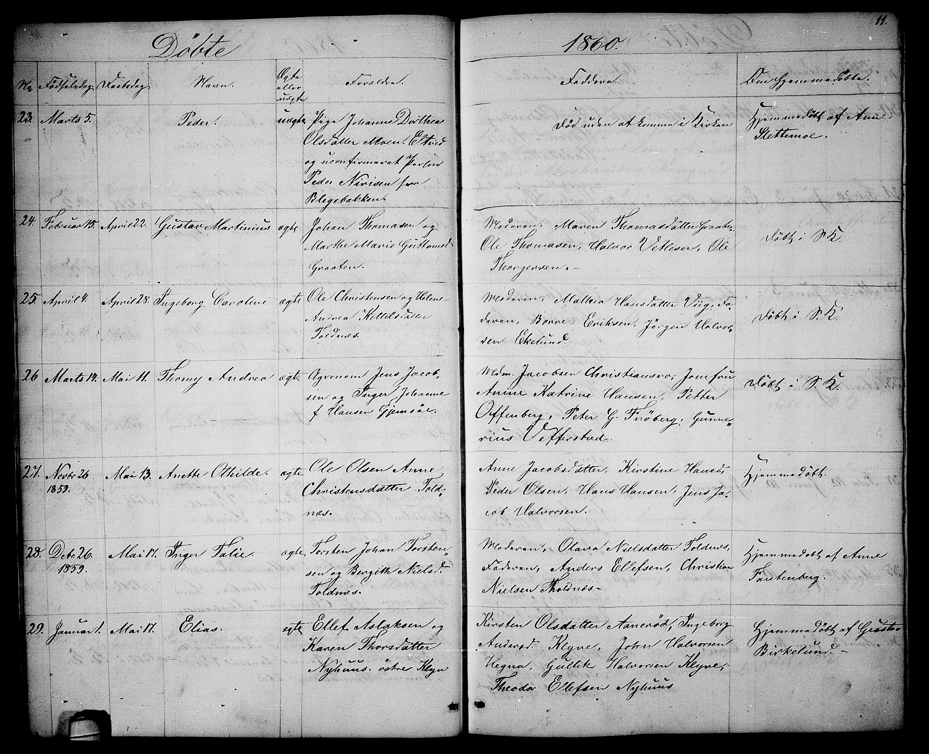 Solum kirkebøker, AV/SAKO-A-306/G/Ga/L0004: Parish register (copy) no. I 4, 1859-1876, p. 11