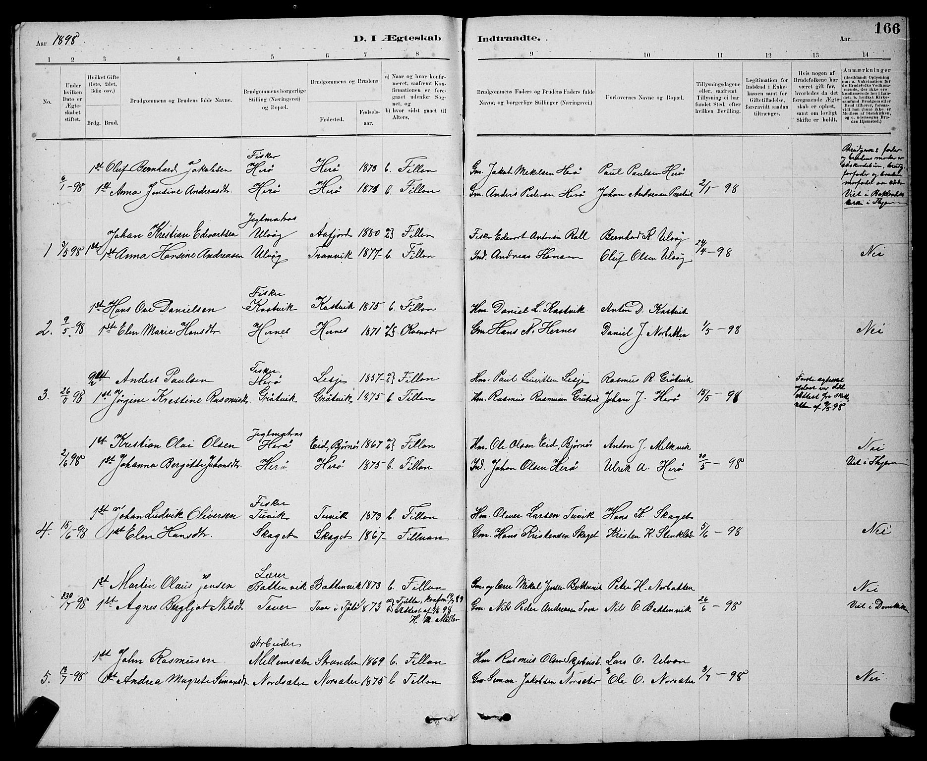 Ministerialprotokoller, klokkerbøker og fødselsregistre - Sør-Trøndelag, SAT/A-1456/637/L0562: Parish register (copy) no. 637C03, 1883-1898, p. 166