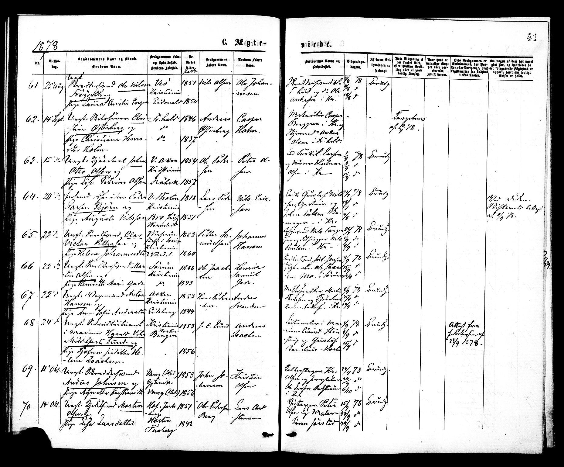 Johannes prestekontor Kirkebøker, AV/SAO-A-10852/F/Fa/L0002: Parish register (official) no. 2, 1875-1882, p. 41