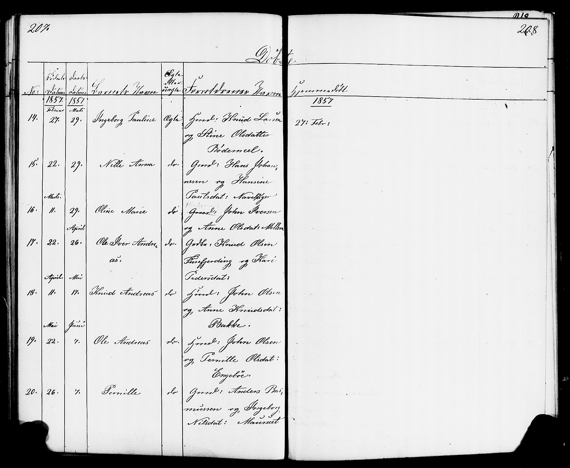 Hornindal sokneprestembete, AV/SAB-A-82401/H/Haa/Haaa/L0001: Parish register (official) no. A 1, 1837-1866, p. 208-209