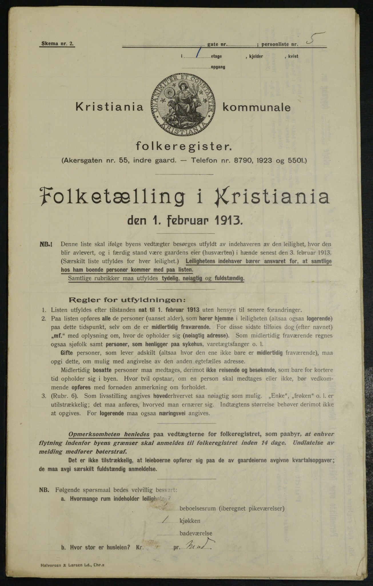 OBA, Municipal Census 1913 for Kristiania, 1913, p. 2514