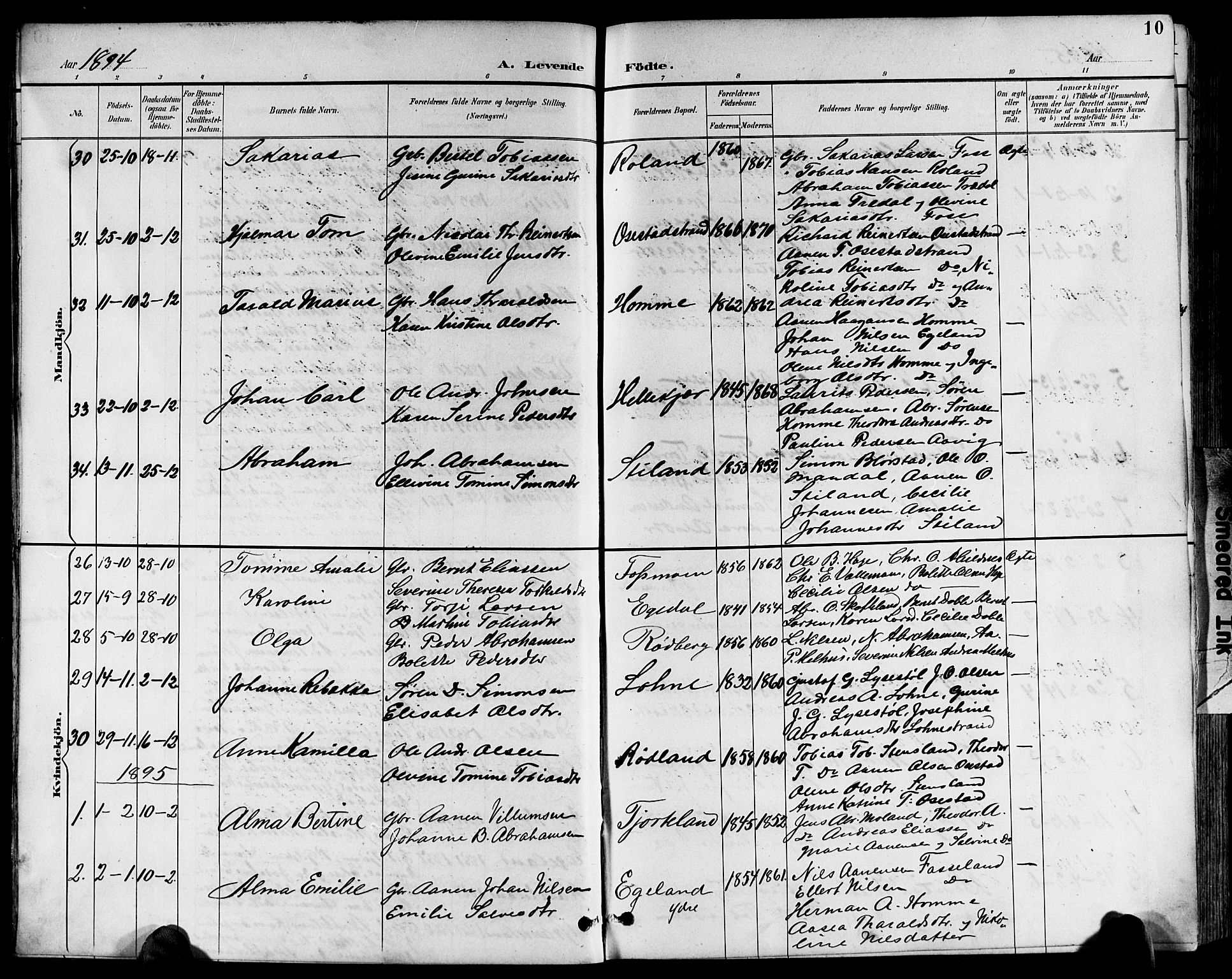 Sør-Audnedal sokneprestkontor, SAK/1111-0039/F/Fb/Fbb/L0006: Parish register (copy) no. B 6, 1893-1915, p. 10
