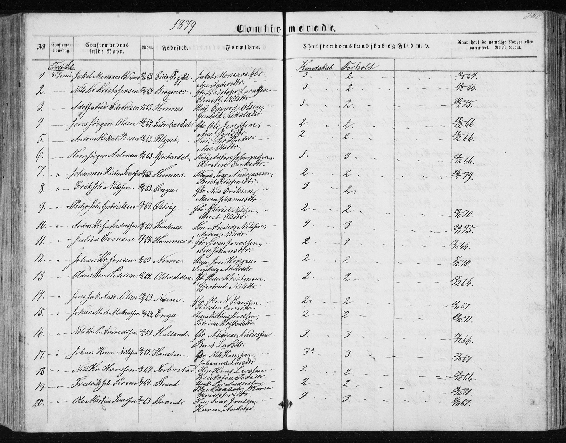 Ministerialprotokoller, klokkerbøker og fødselsregistre - Nordland, SAT/A-1459/838/L0556: Parish register (copy) no. 838C03, 1861-1893, p. 308