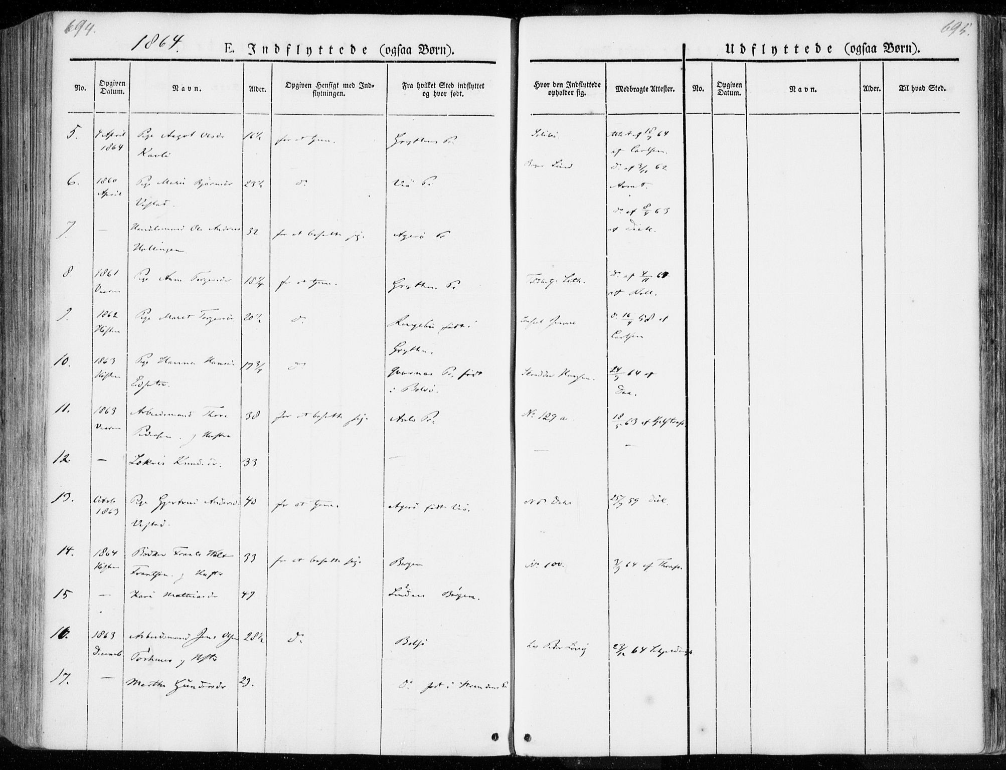 Ministerialprotokoller, klokkerbøker og fødselsregistre - Møre og Romsdal, SAT/A-1454/558/L0689: Parish register (official) no. 558A03, 1843-1872, p. 694-695