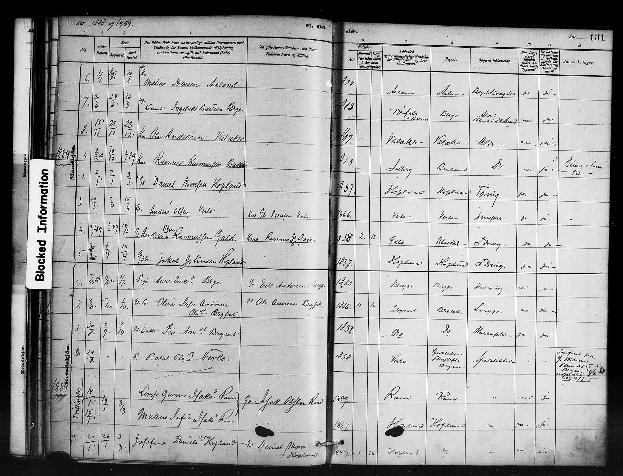 Innvik sokneprestembete, AV/SAB-A-80501: Parish register (official) no. D 1, 1879-1900, p. 131